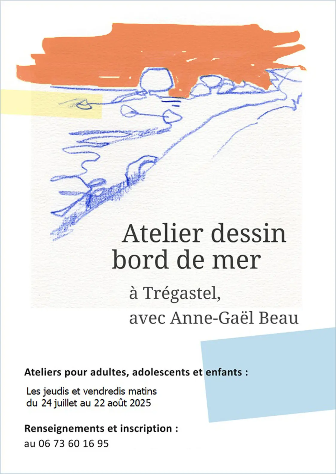 affiche A3-2025 Atelier Dessin Trégastel été-2