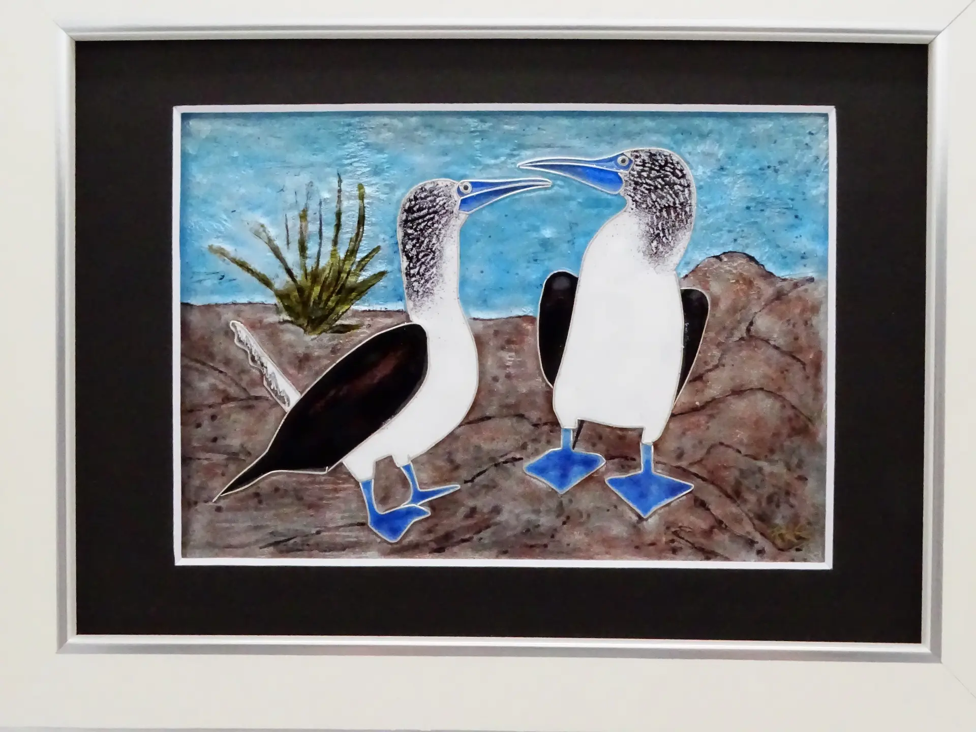 tableau fous pieds bleux, cuivre, argent