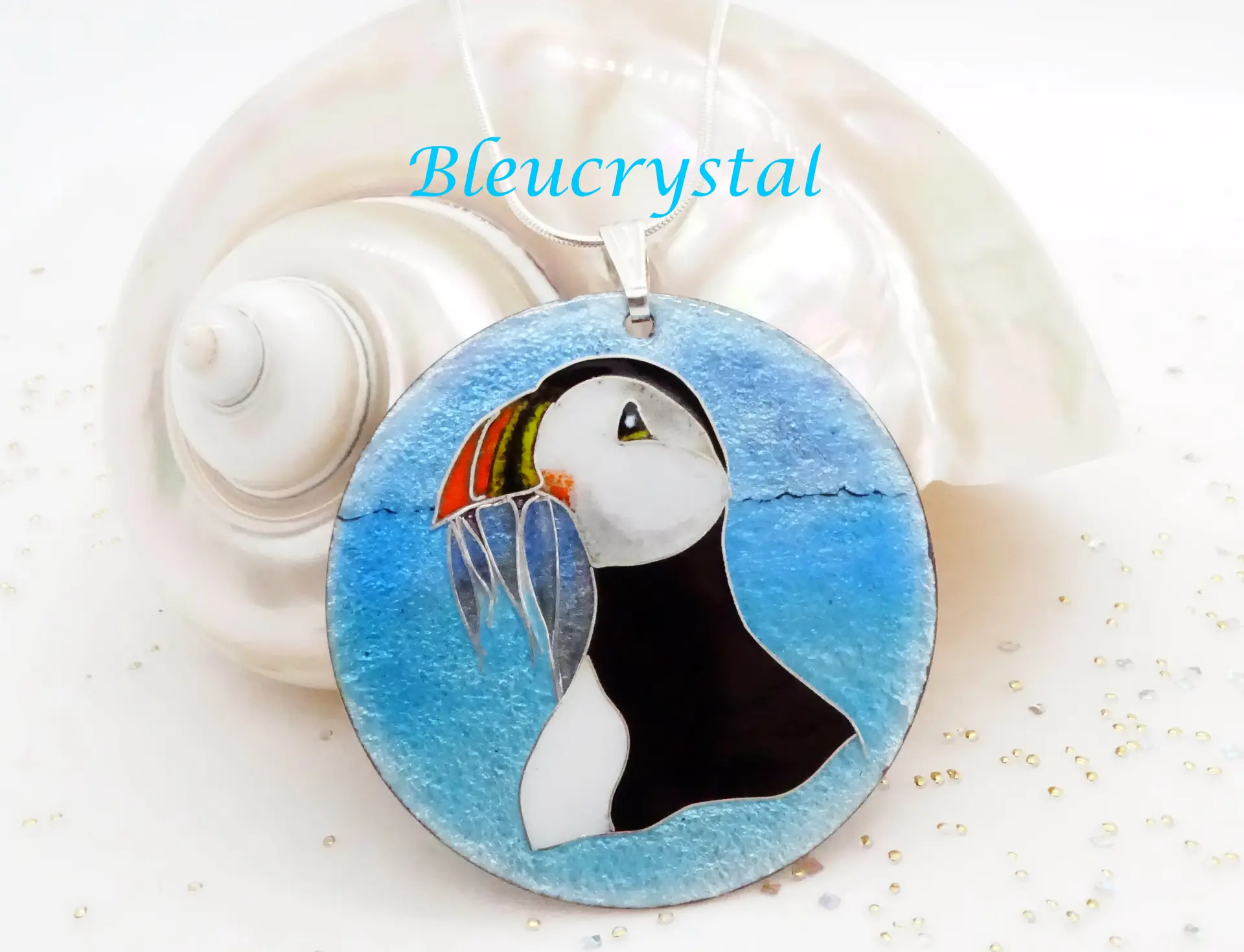 Pendentif macareux2-cuivre-argent