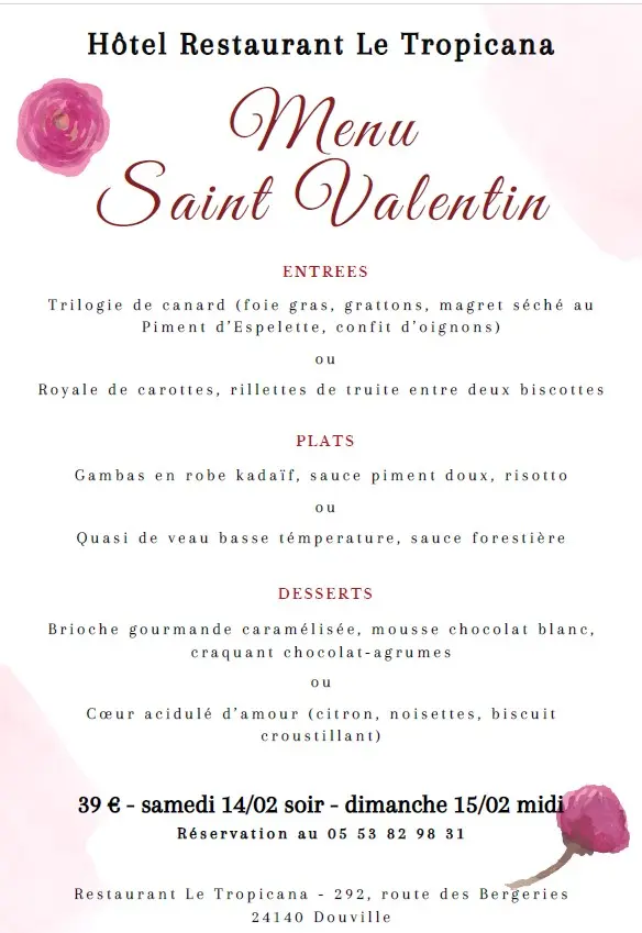 1402 repas st valentin le tropicana