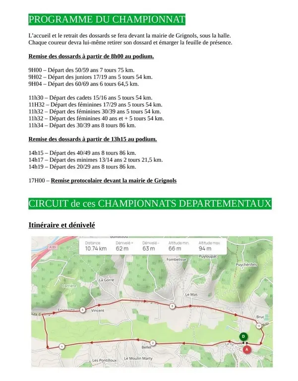 18 mai course cycliste grignols parcours