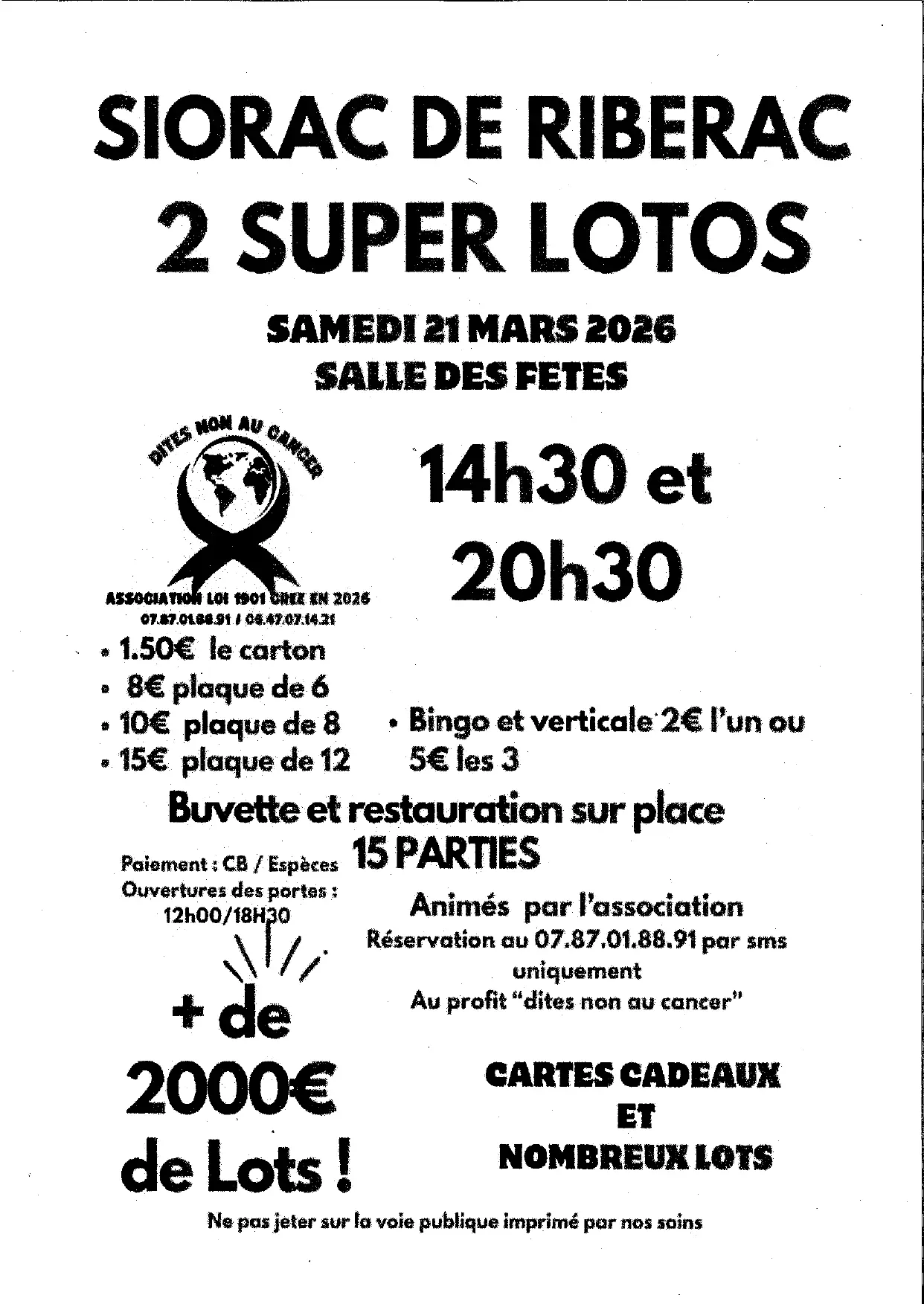 2 concours de belote 21 mars