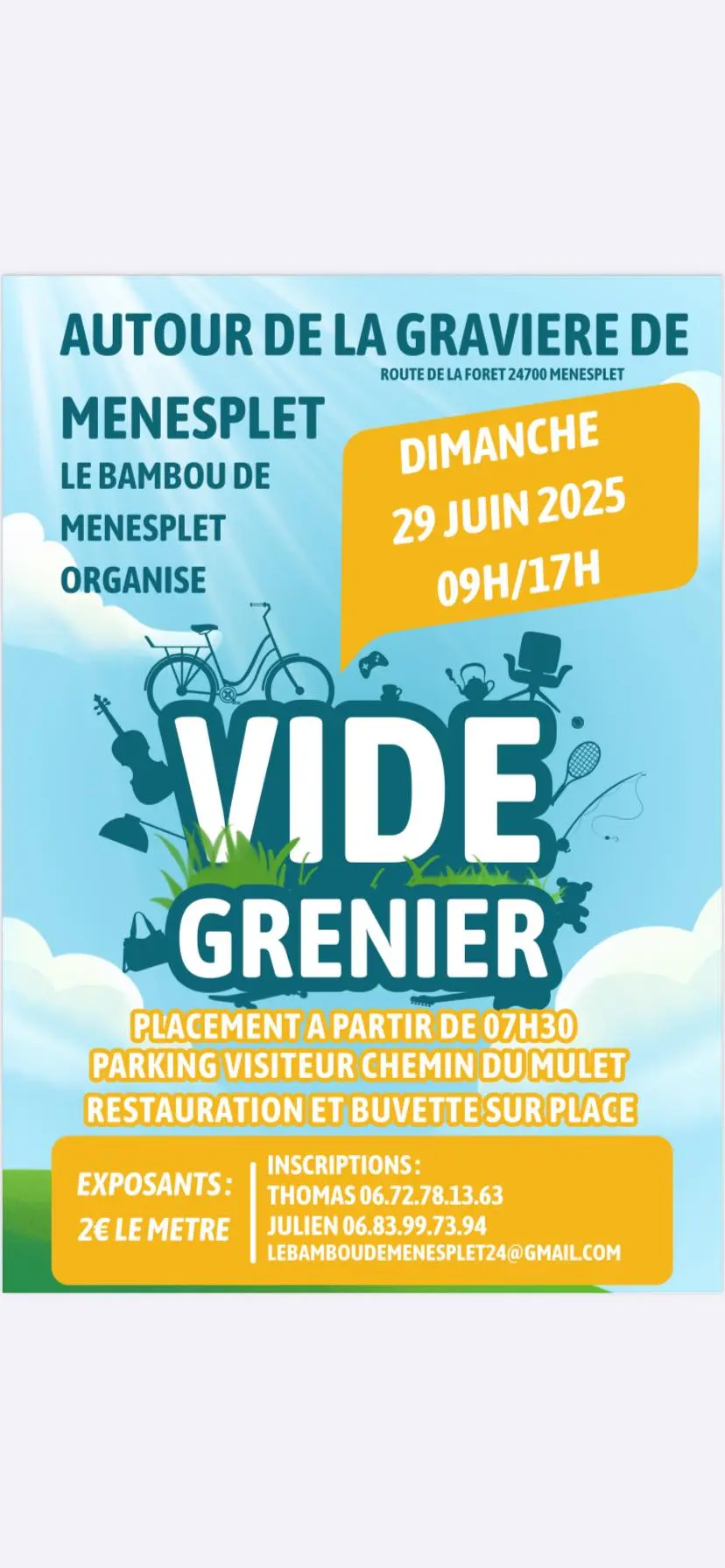 vide-grenier Ménesplet 29 juin