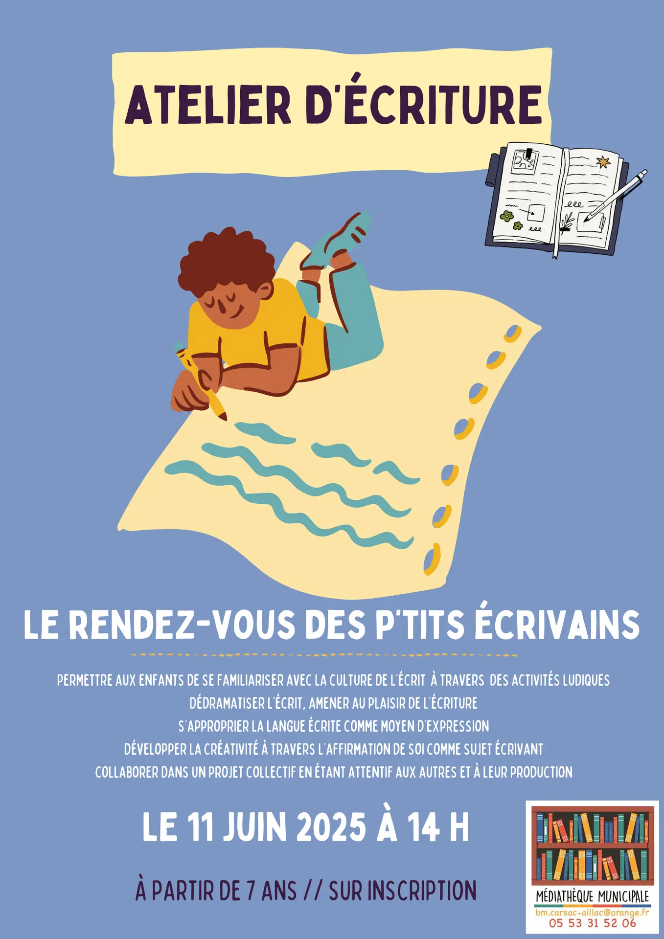 P'tits Ecrivains - Affiche atelier écrit Caro