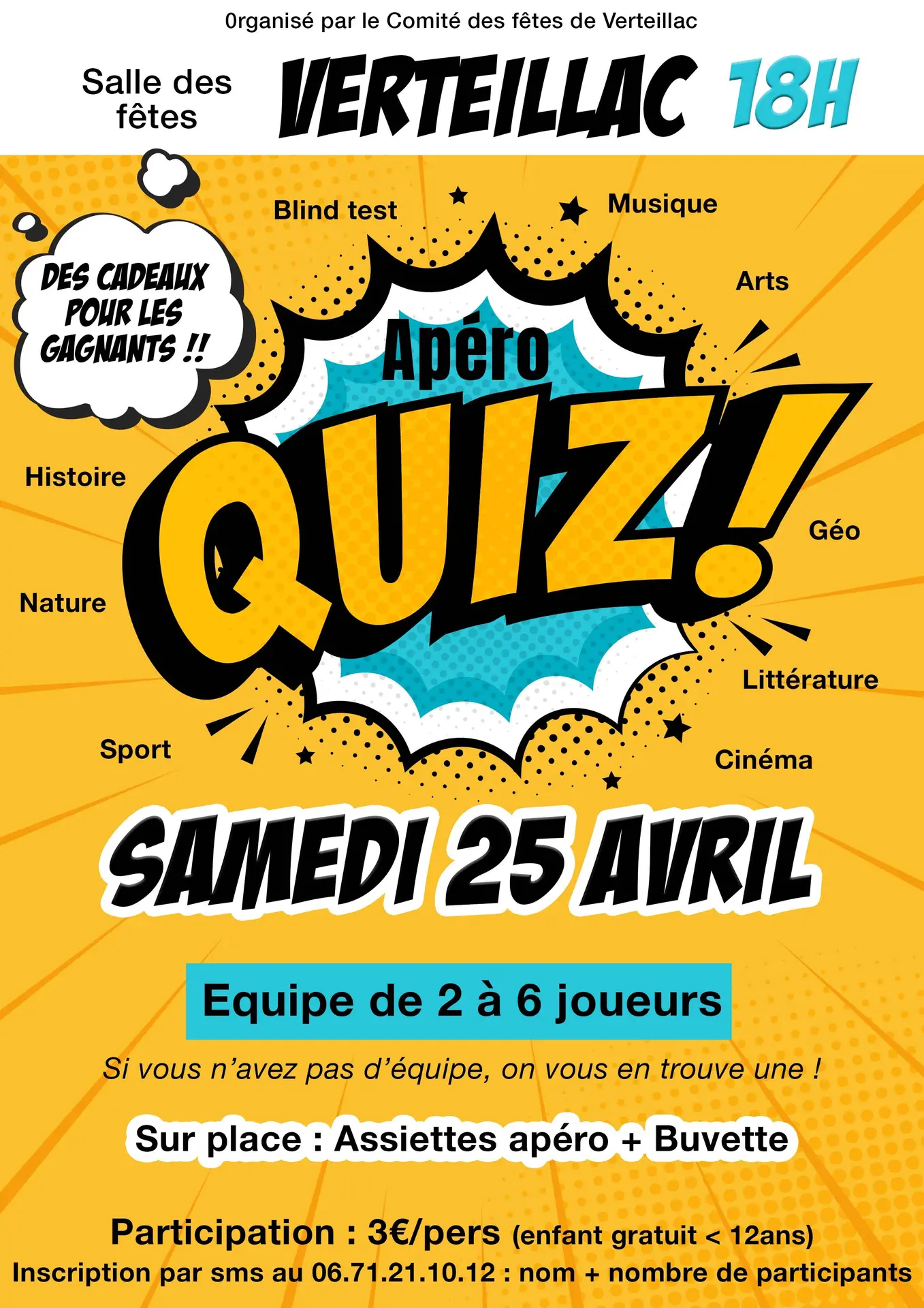 Apéro Quiz Verteillac 25 avril