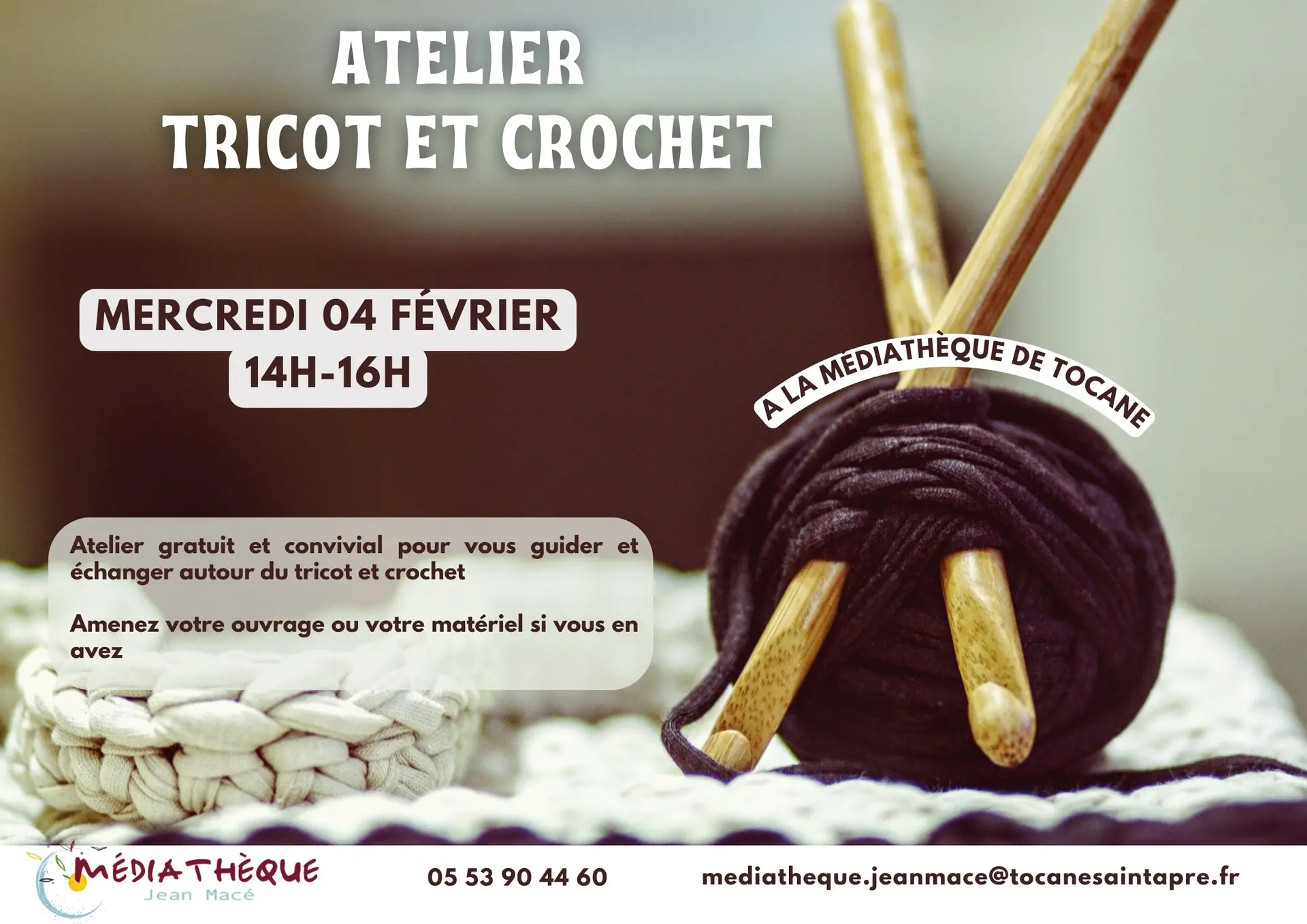 Atelier tricot janvier 2026