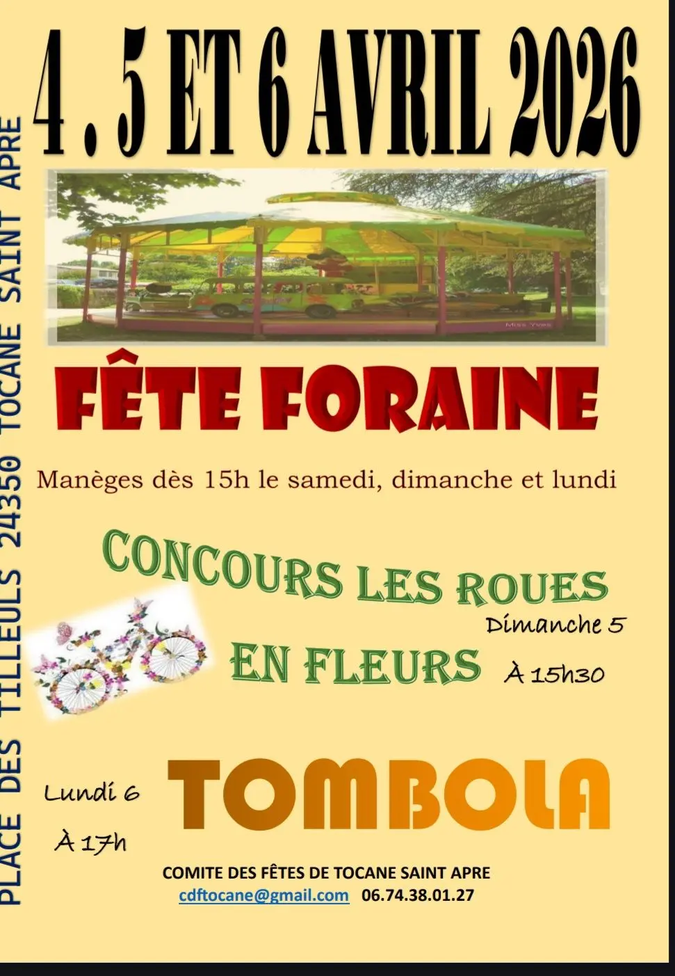 Fête foraine tocane 4,5,6 avril