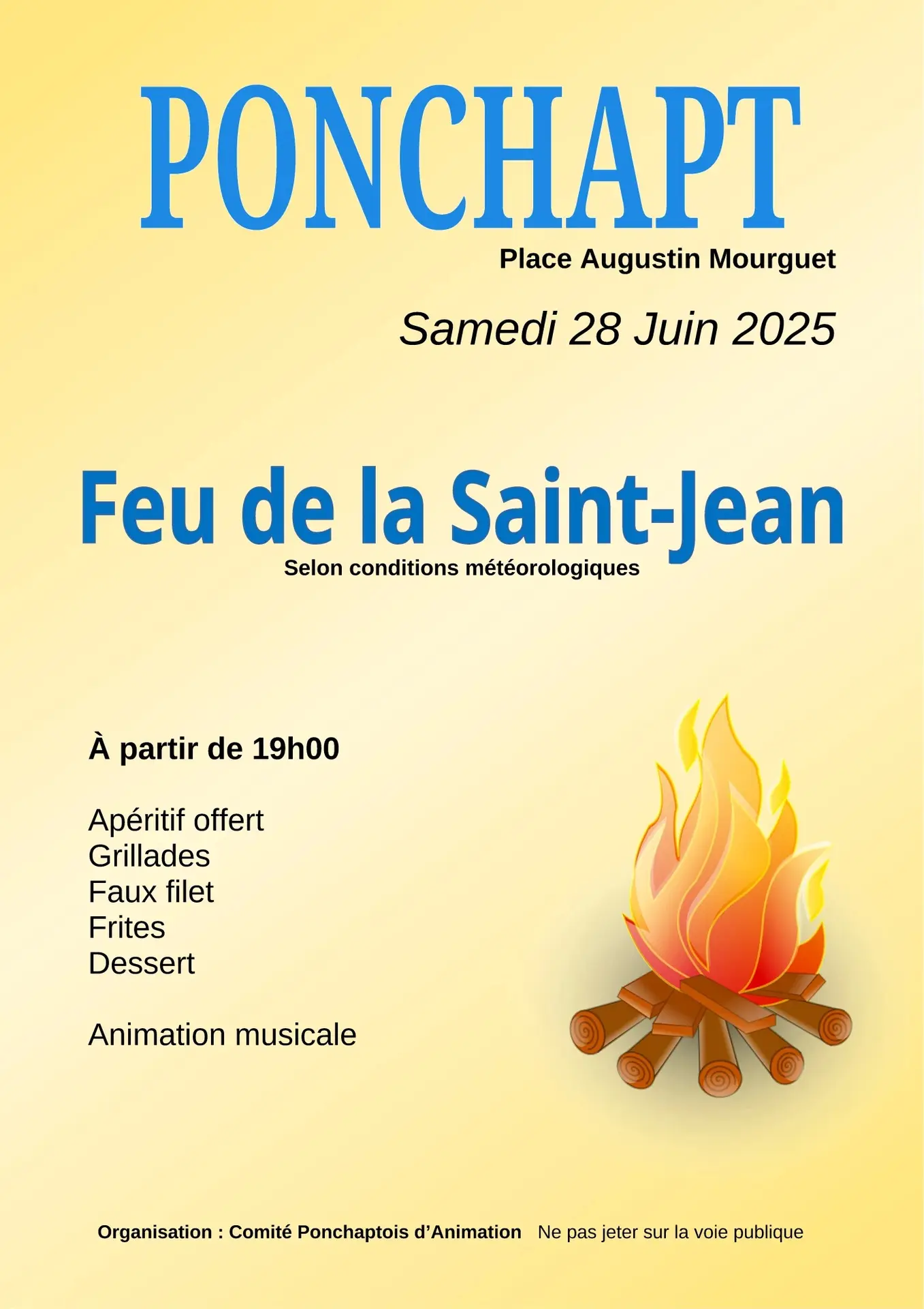 Feu de la Saint-Jean 2025 - Fond jaune