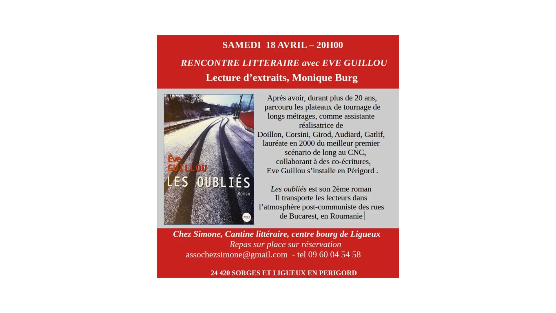 Affiche rencontre avec Eve Guillou