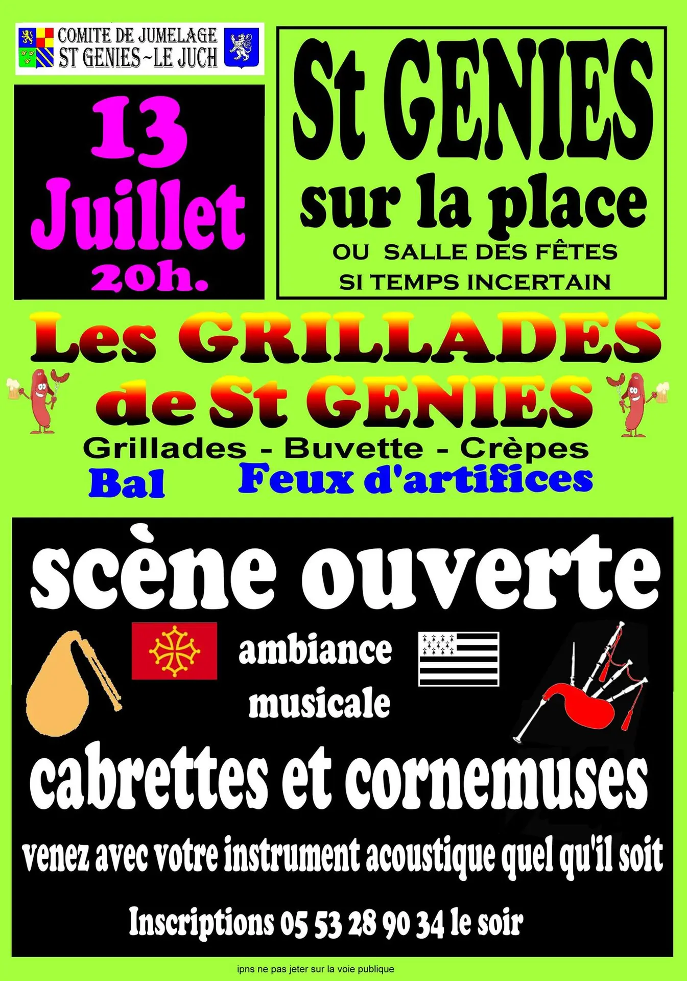 Les grillades de St Geniès & Feu d'artifices 13 Juillet