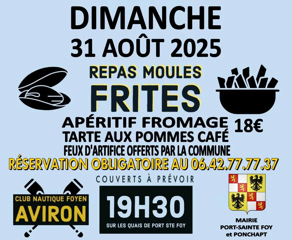 Repas moules frites - Port-Sainte-Foy-et-Ponchapt - 31 Août 2025