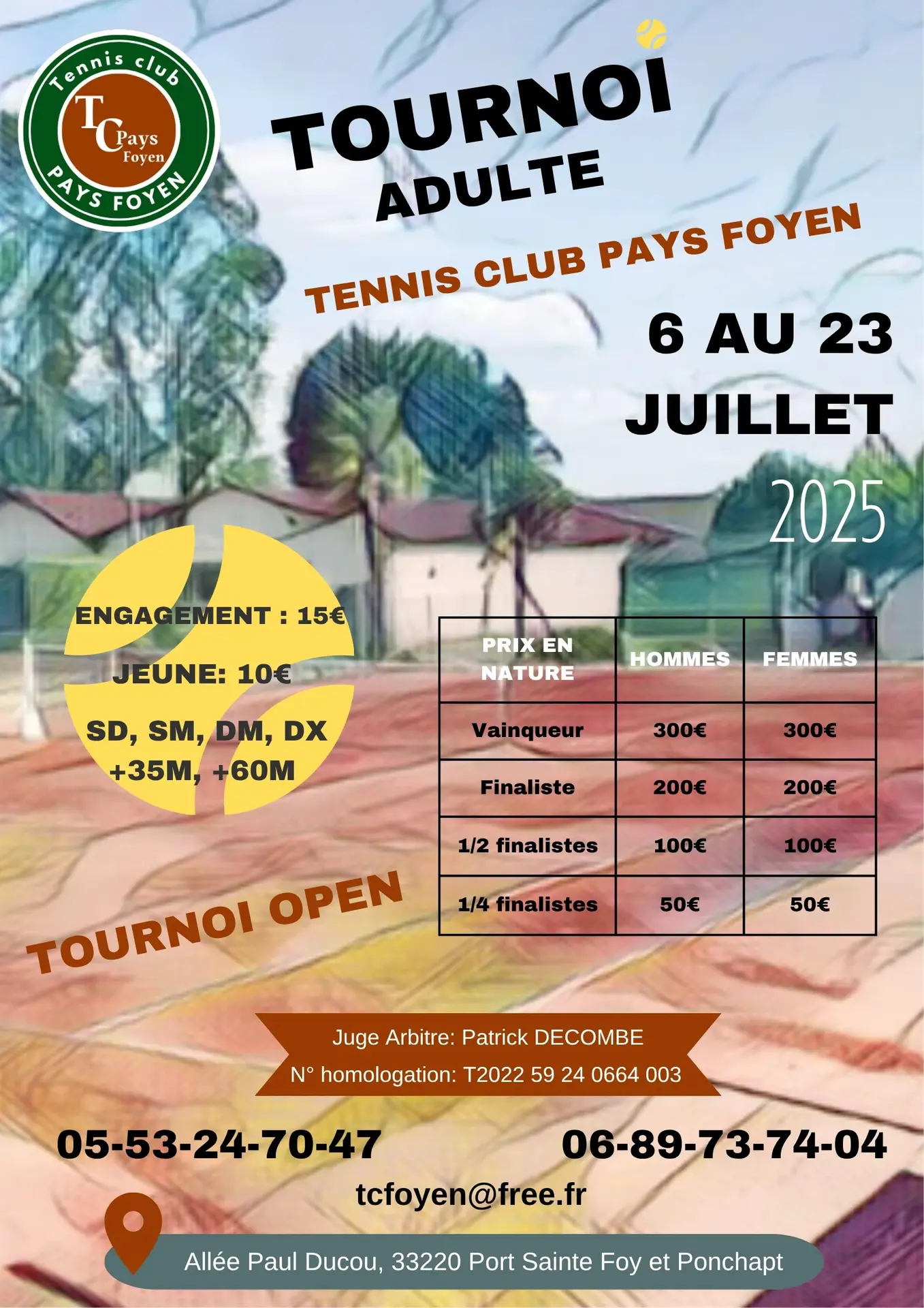 Tournoi-Tennis- Du 06 au 23 Juillet 2025