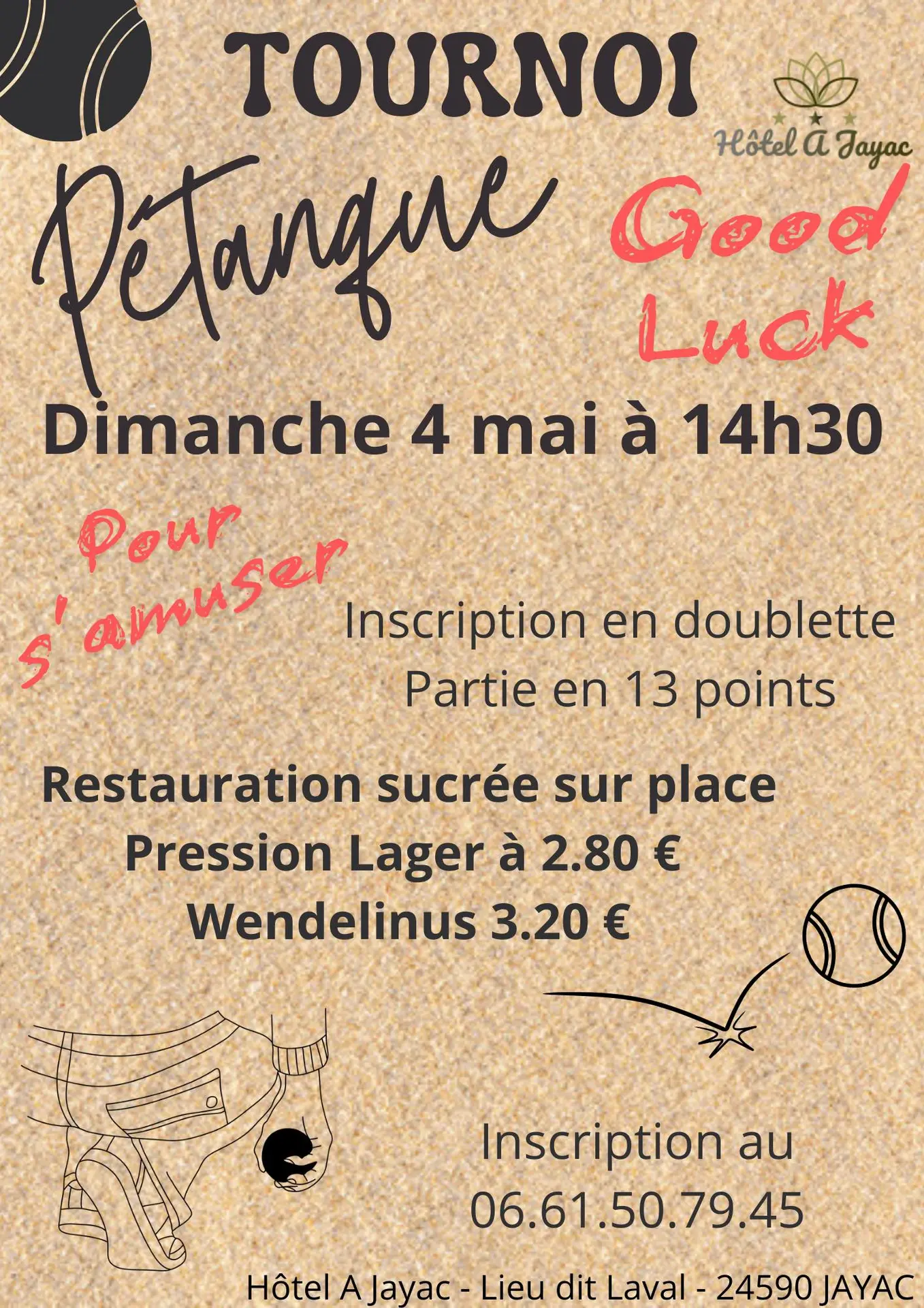 Tournoi pétanque hotel à Jayac 4 Mai 2025