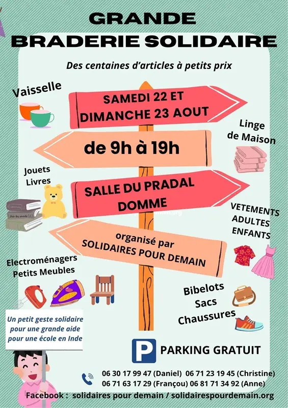 Affiche GRANDE BRADERIE SOLIDAIRES POUR DEMAIN - Braderie Solidaire