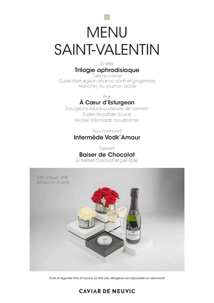 domaine caviar MENU SAINT VALENTIN
