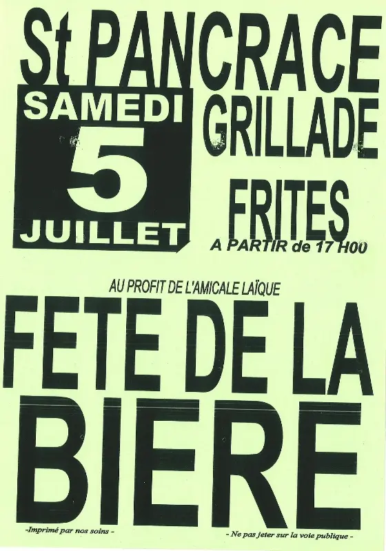 fête de la bière St-Pancrace