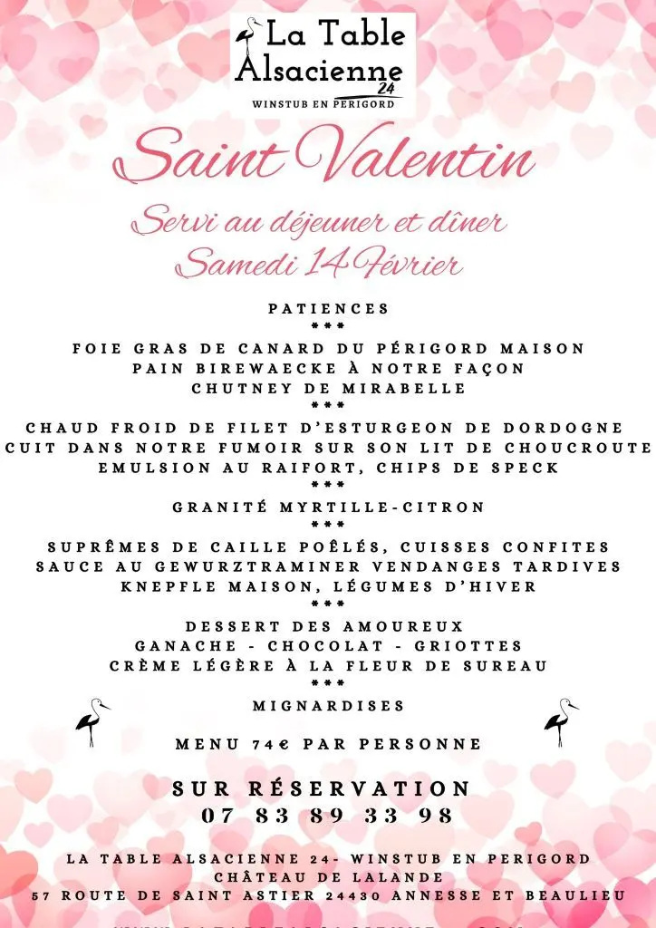 la table alsacienne-MENU SAINT VALENTIN 2026