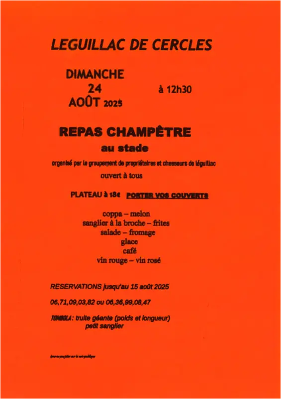 repas champêtre Léguillac 24.08.25