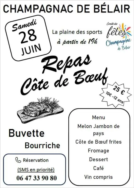 repas côte de boeuf Champagnac 28.06