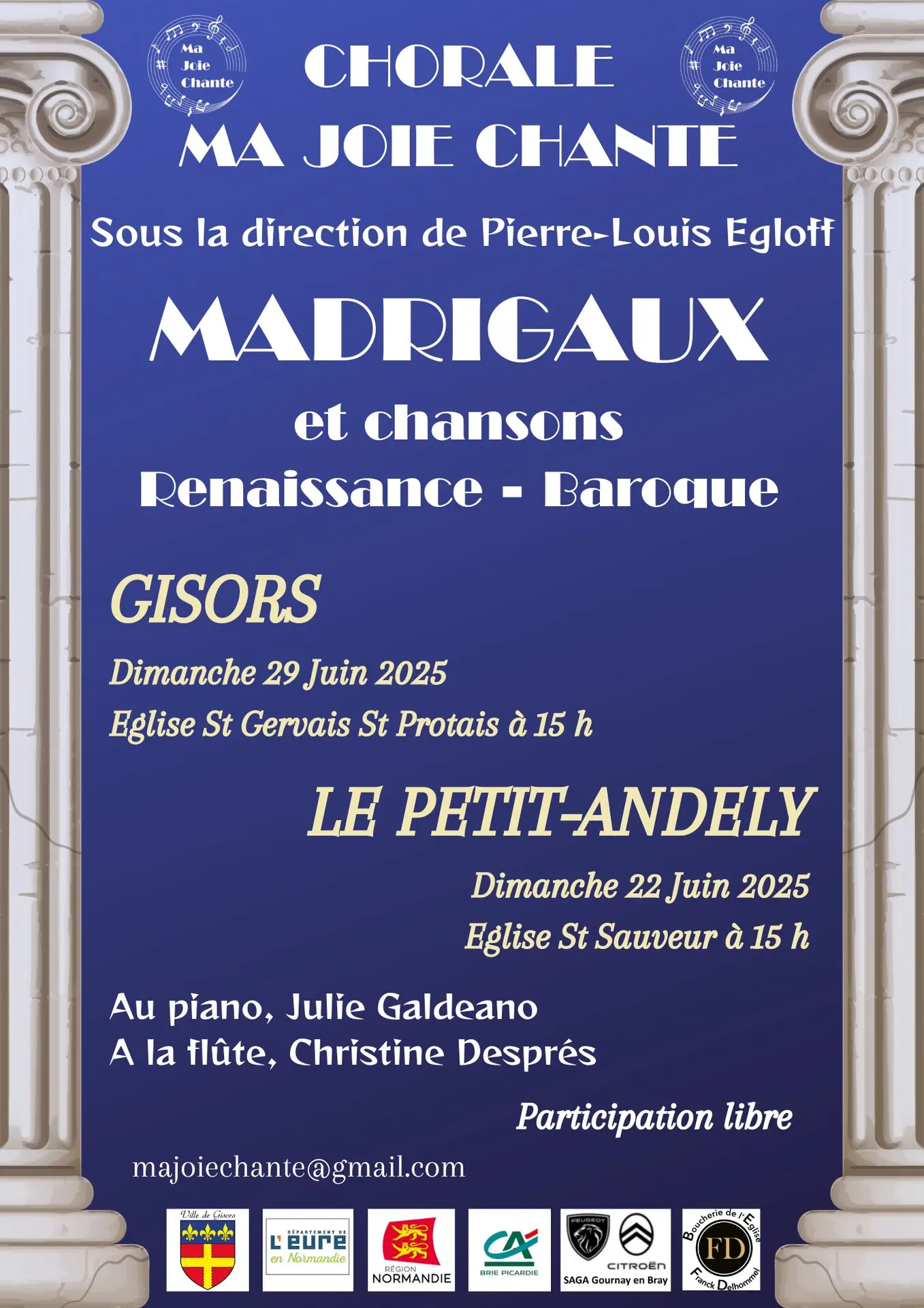 Concert Madrigaux et chansons Renaissance - Baroque Gisors 29 06 25