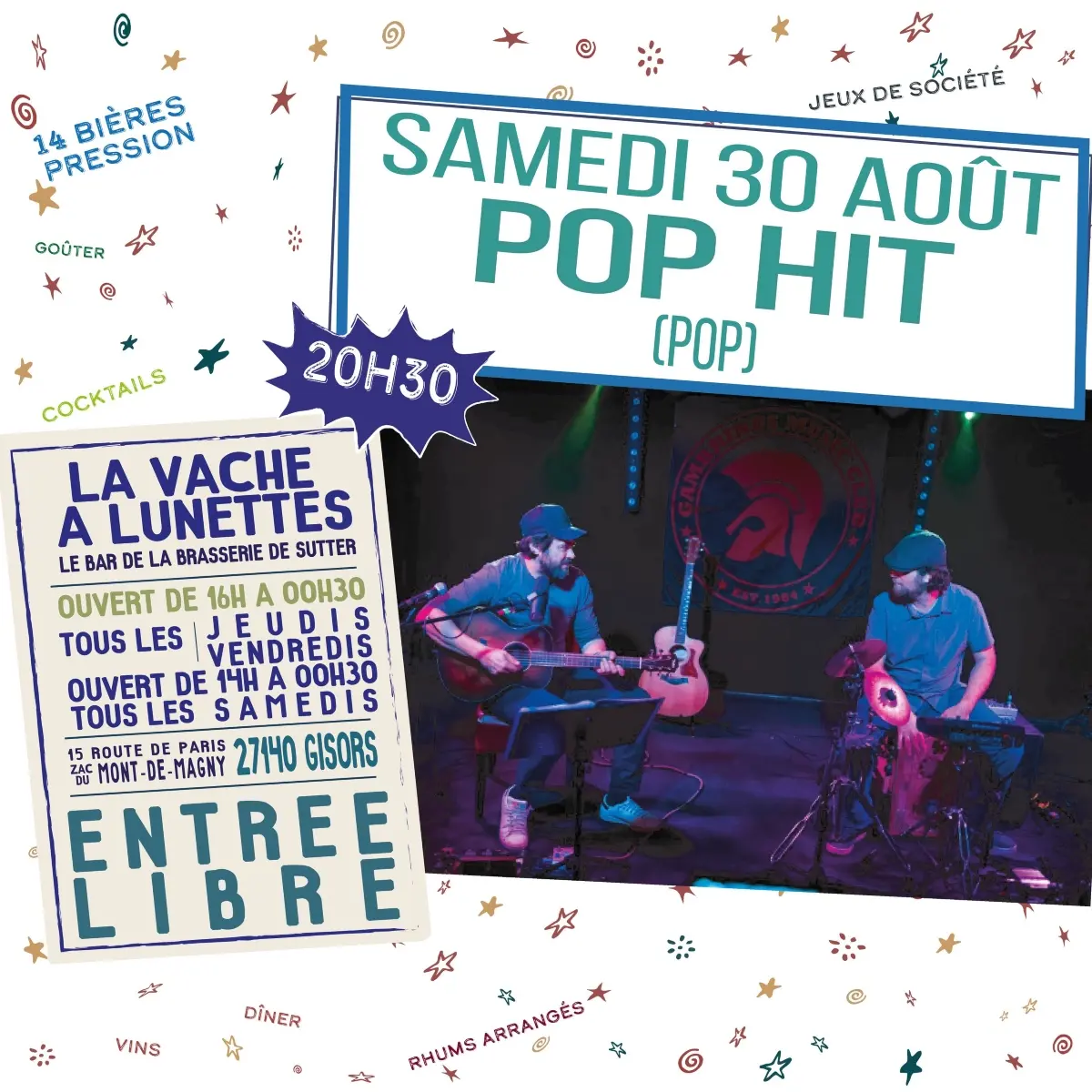 Concert Pop Hit La Vache à Lunettes Gisors 30 08 25