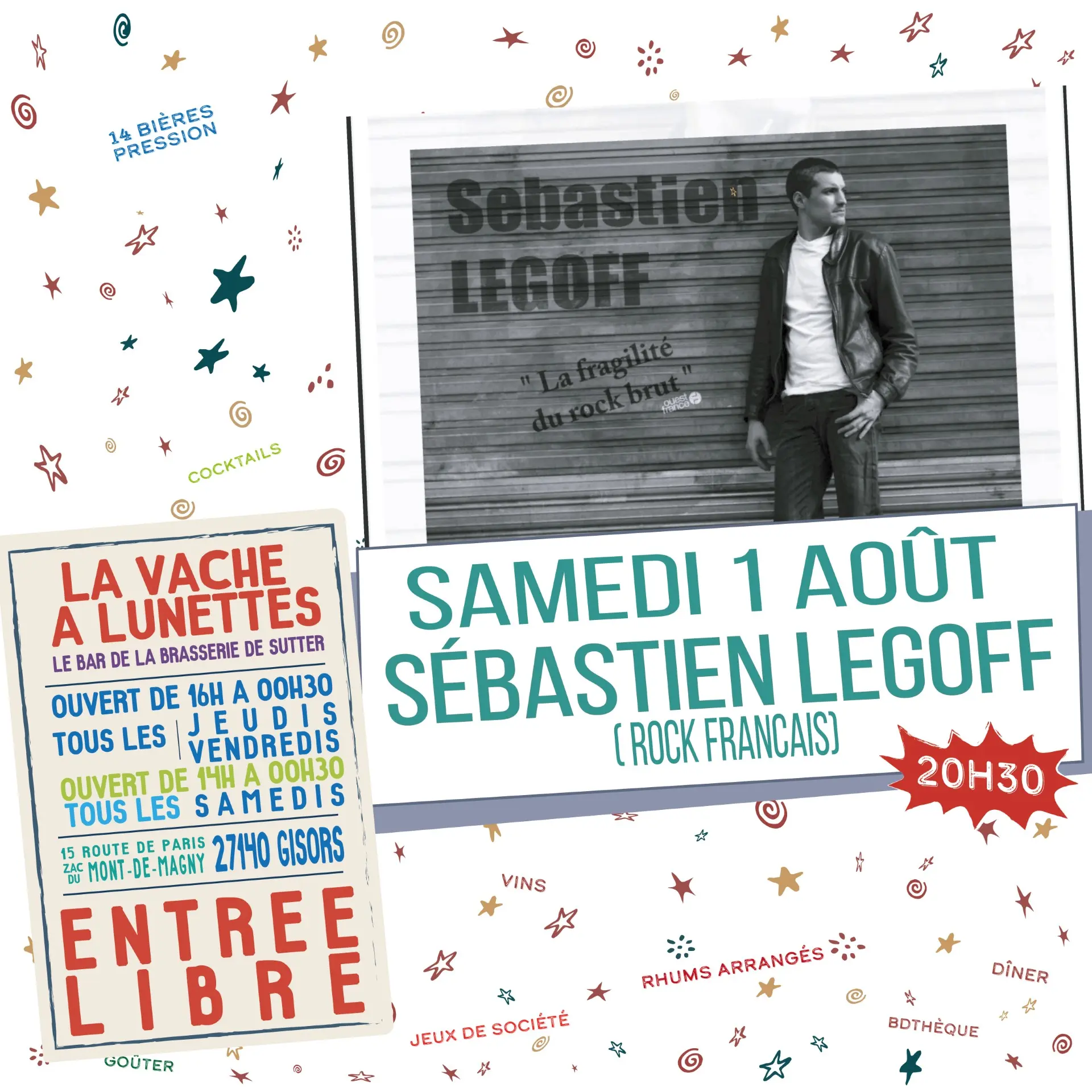 Concert Sébastien Legoff La Vache à Lunettes Gisors 01 08 26