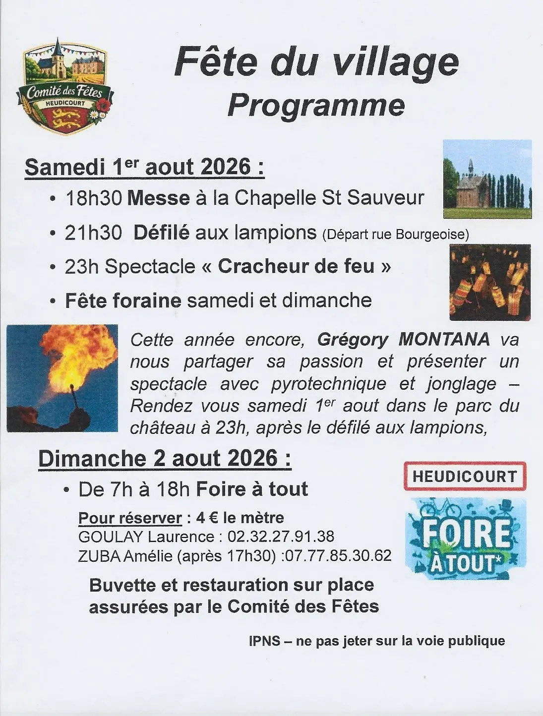 Fête du village et foire à tout Heudicourt du 01 08 26 au 02 08 26