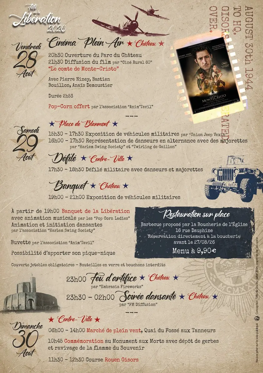 Fête de la Libération Gisors programme du 28 08 26 au 30 08 26