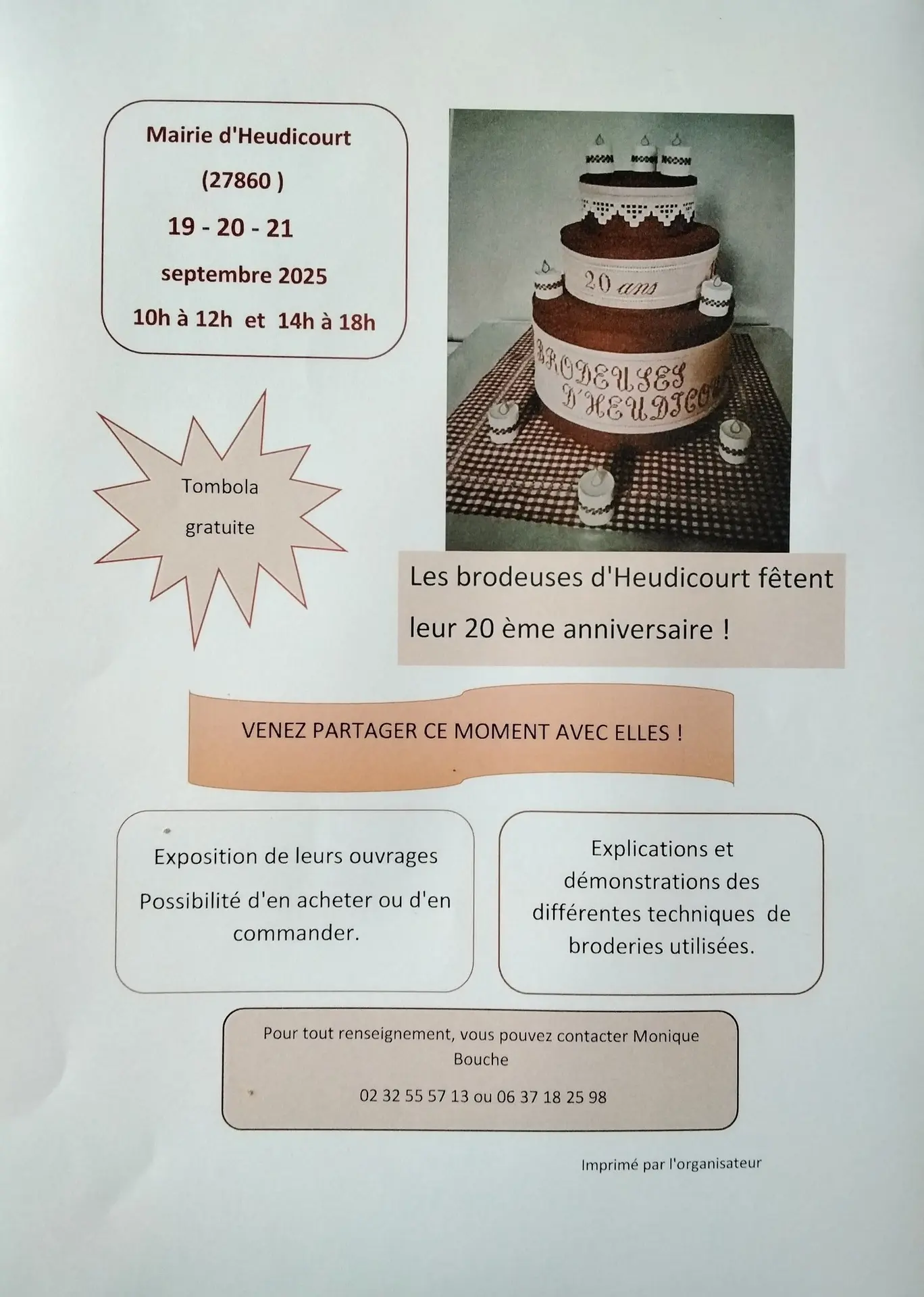 Les brodeux exposent Heudicourt 19.20.21 09 25