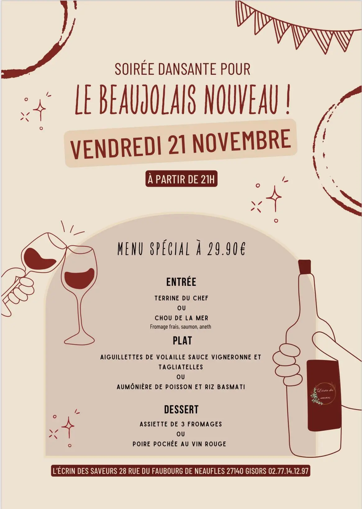 Soirée Beaujolais nouveau Gisors 21 11 25