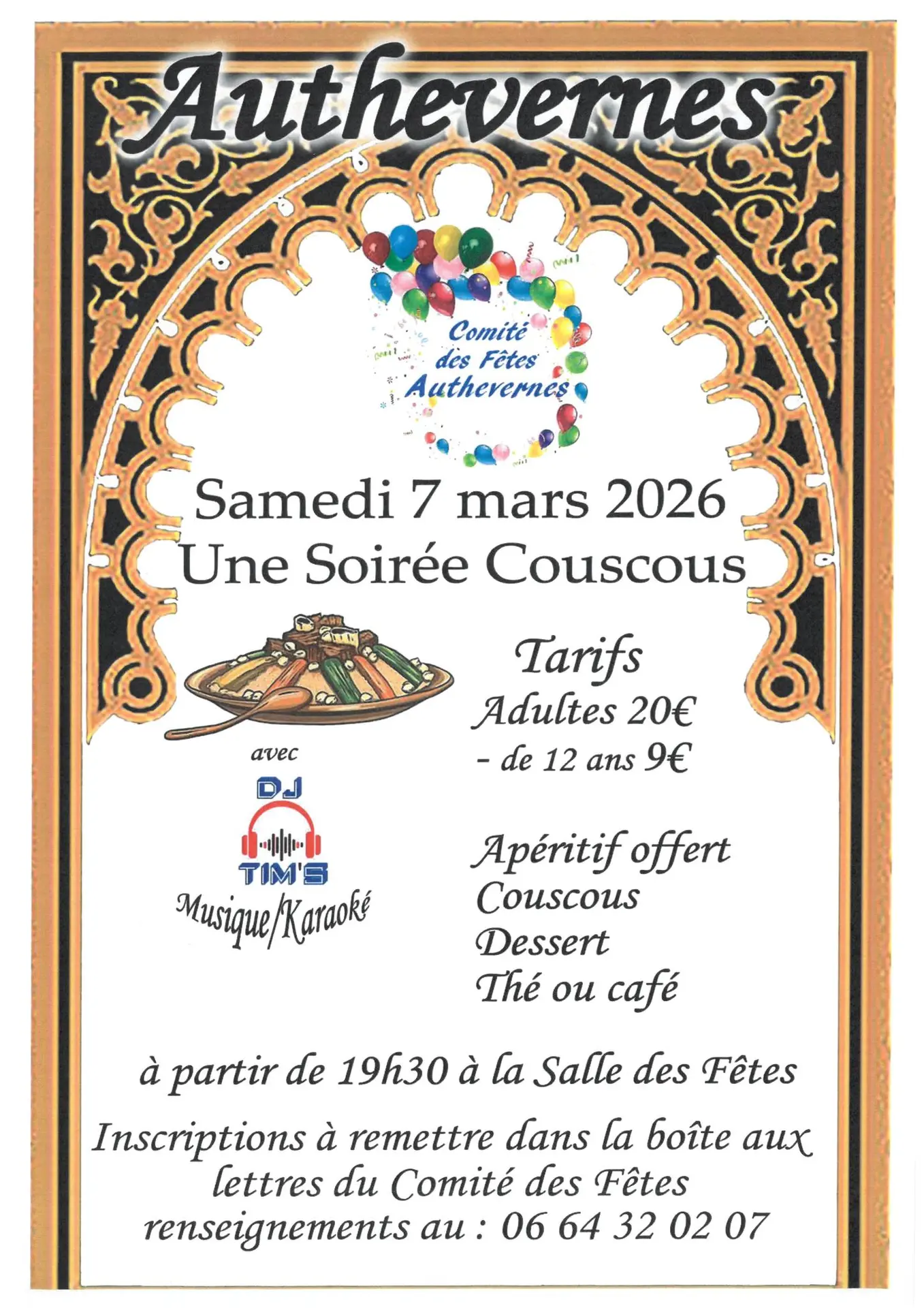 Soirée couscous Authevernes 07 03 26