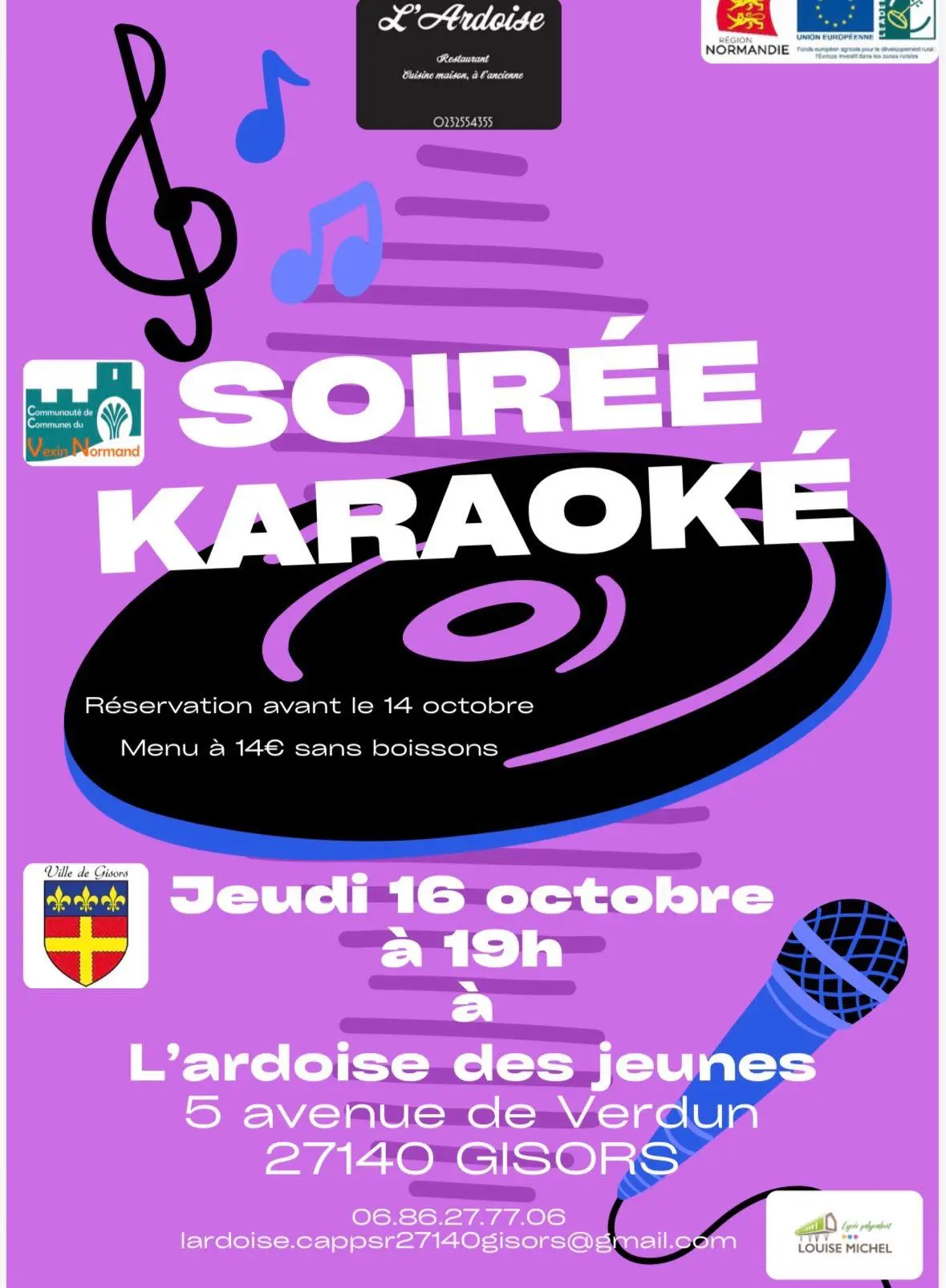 Soirée karaoké l'Ardoise des Jeunes Gisors 16 10 25