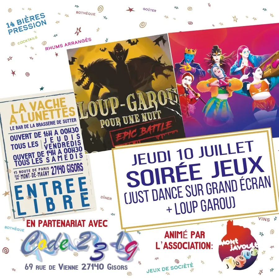 Soirée jeux La Vache à Lunettes Gisors 10 07 25