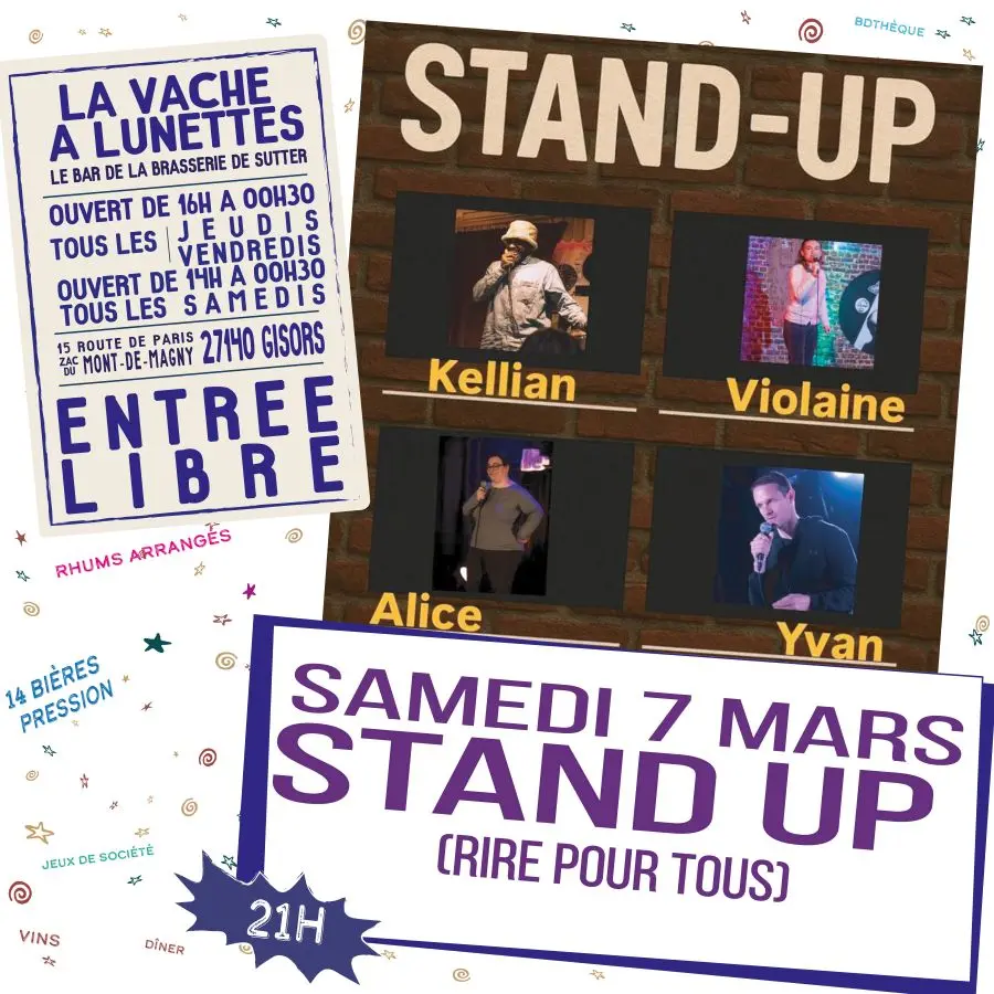 Soirée stand up La Vache à Lunettes 07 03 26