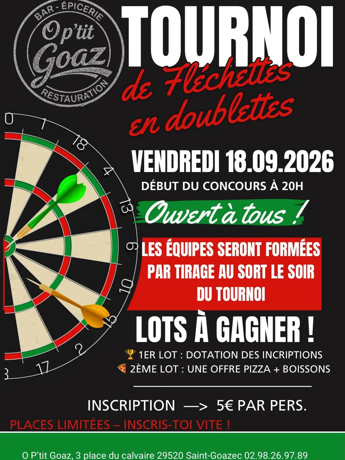 affiche tournoi de fléchettes