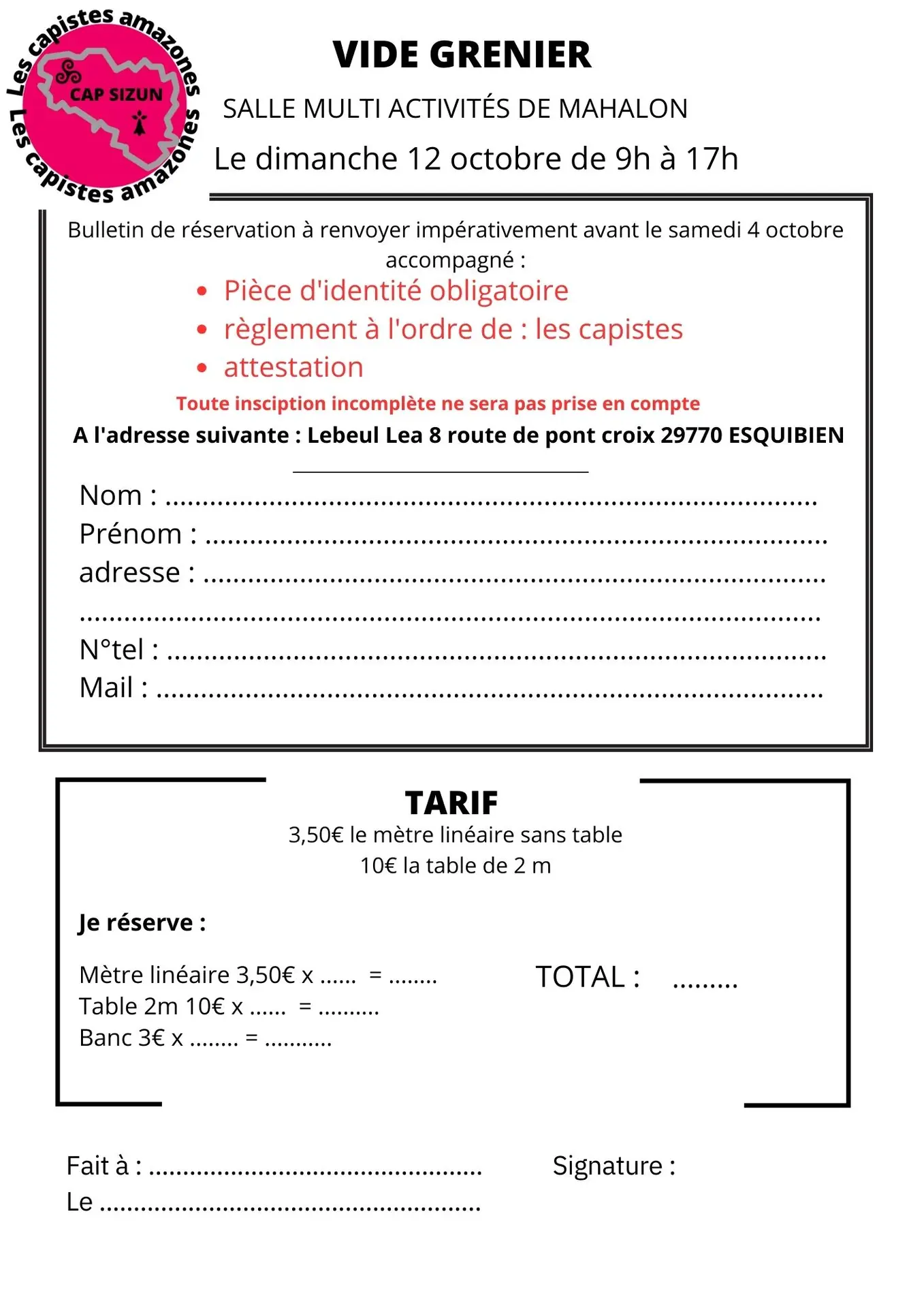 Vide grenier Les capistes amazones