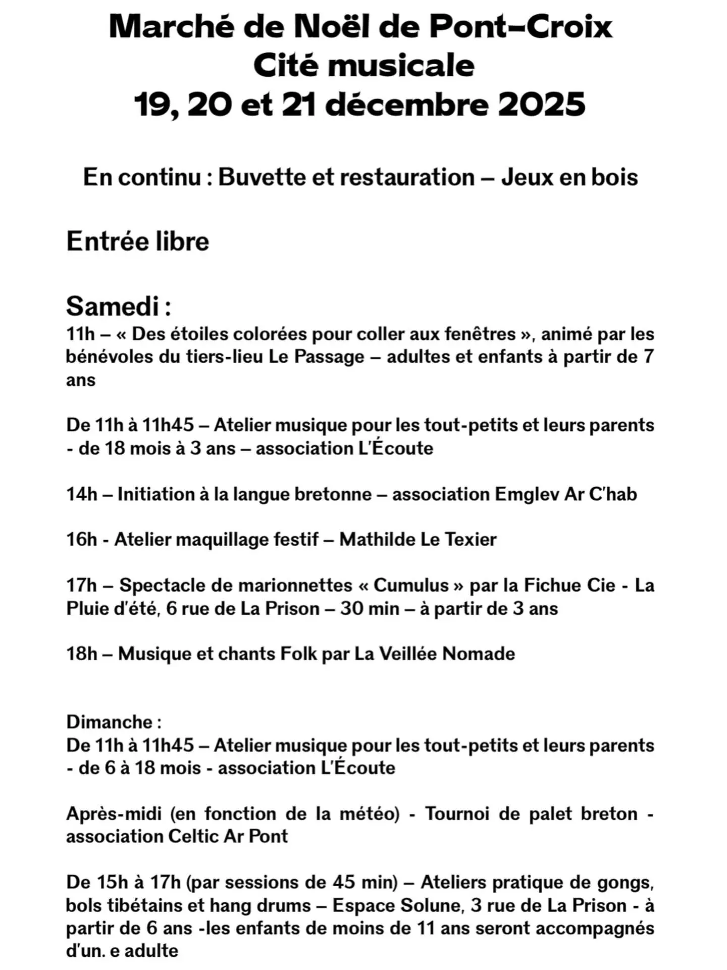 2025_12 marché de noel Pont Croix détails programme