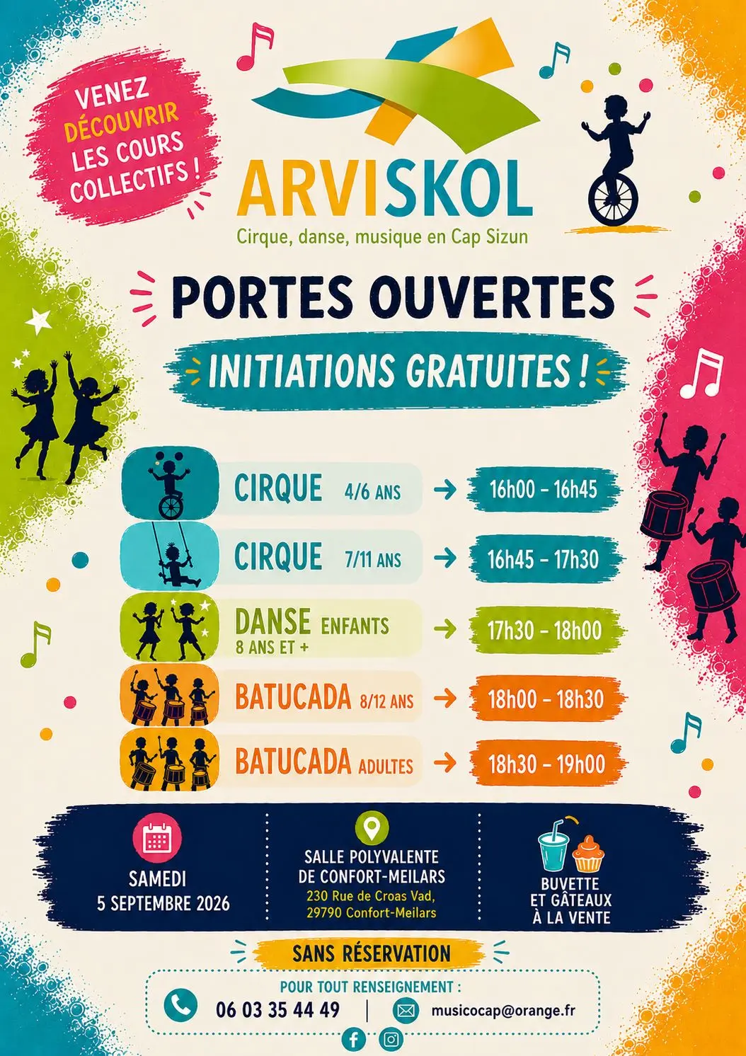 Initiations gratuites Cirque, Danse, Batucada