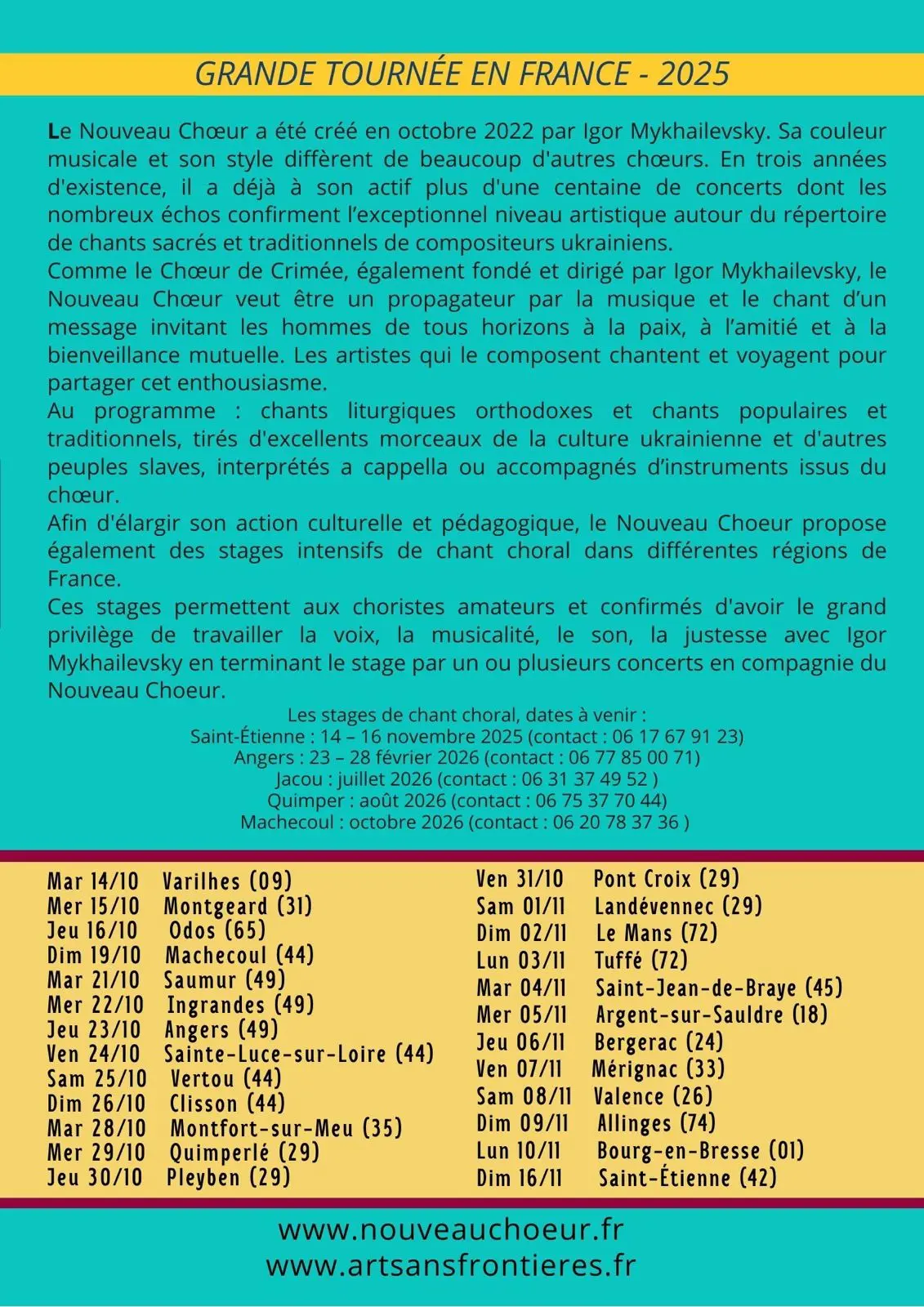 La Tournée 2025 du Nouveau Choeur
