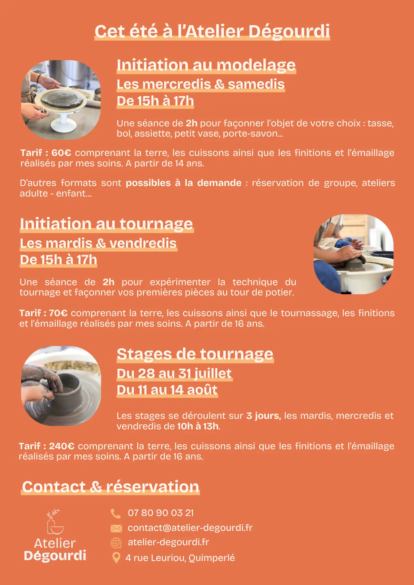 Cours de poterie - Atelier dégourdi - Initiation au tournage