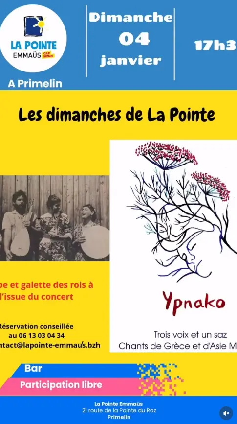 Concert Ypnako à La Pointe Emmaus (Primelin)