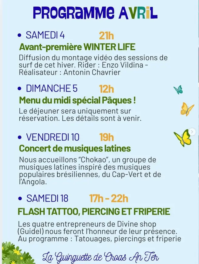 Programme Avril Croas An Ter