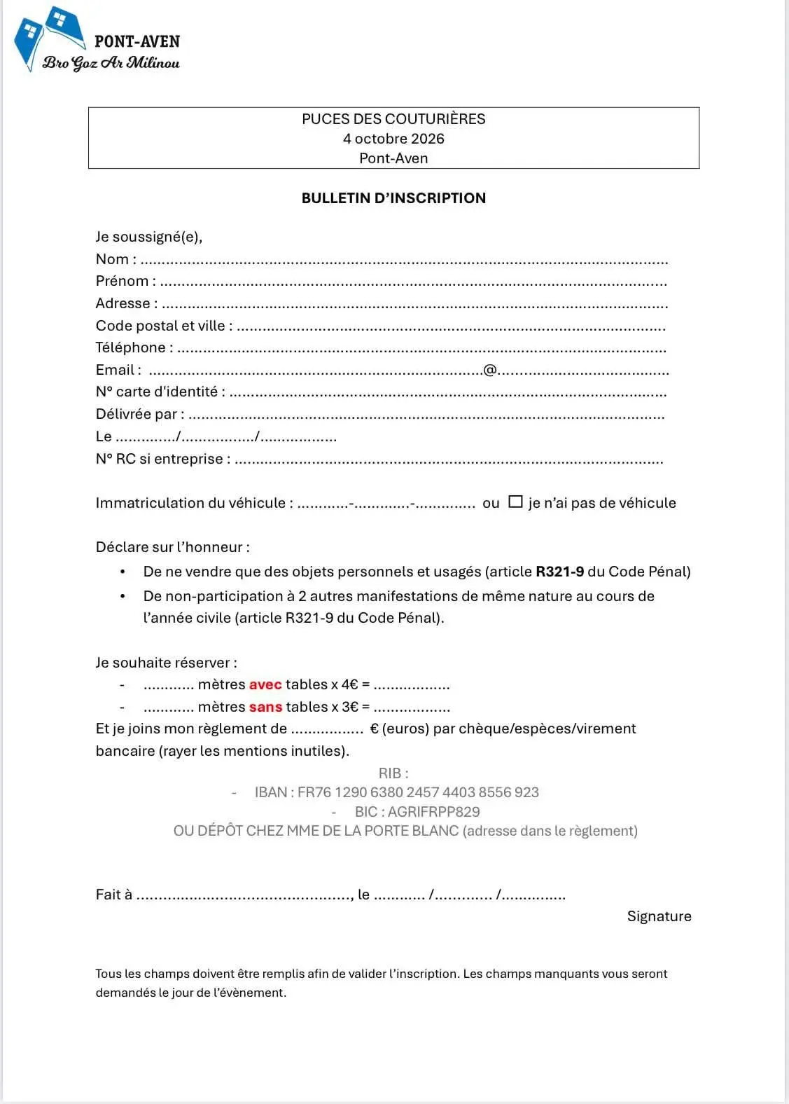 billet d'incription puces de pont aven