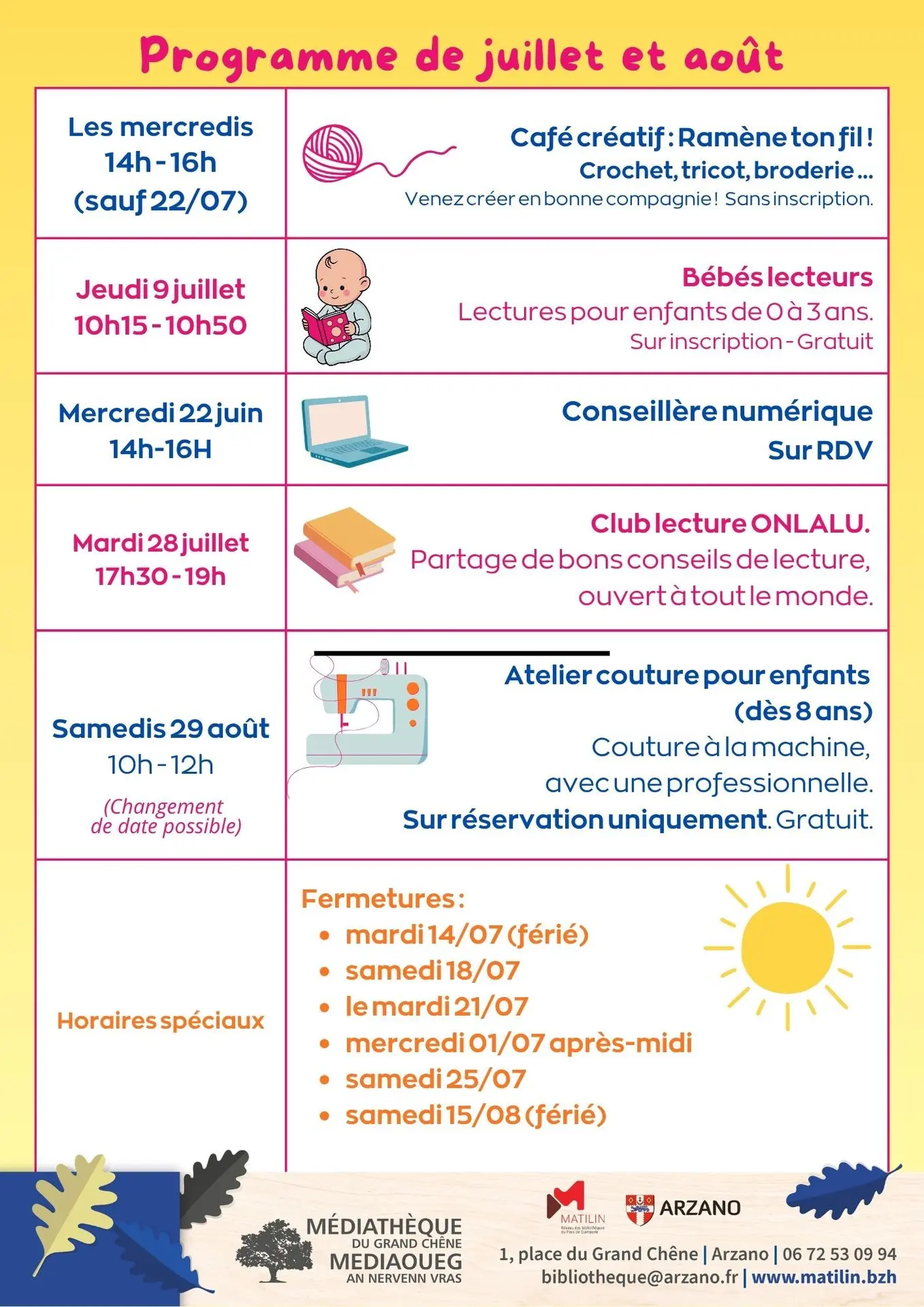 programme été médiatheque