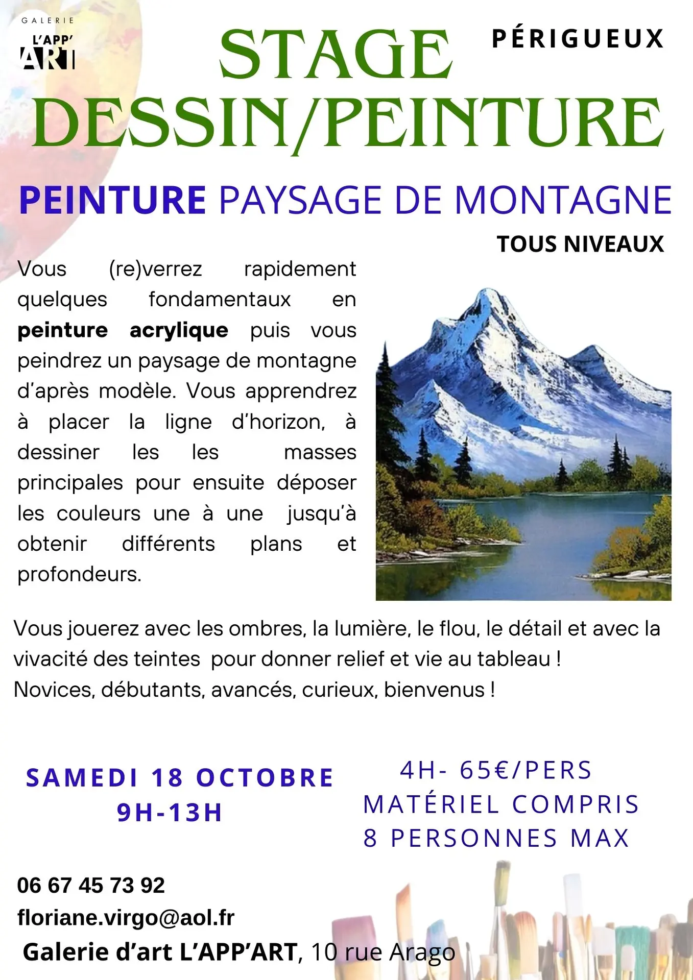 STAGE ET COURS DE DESSIN/PEINTURE