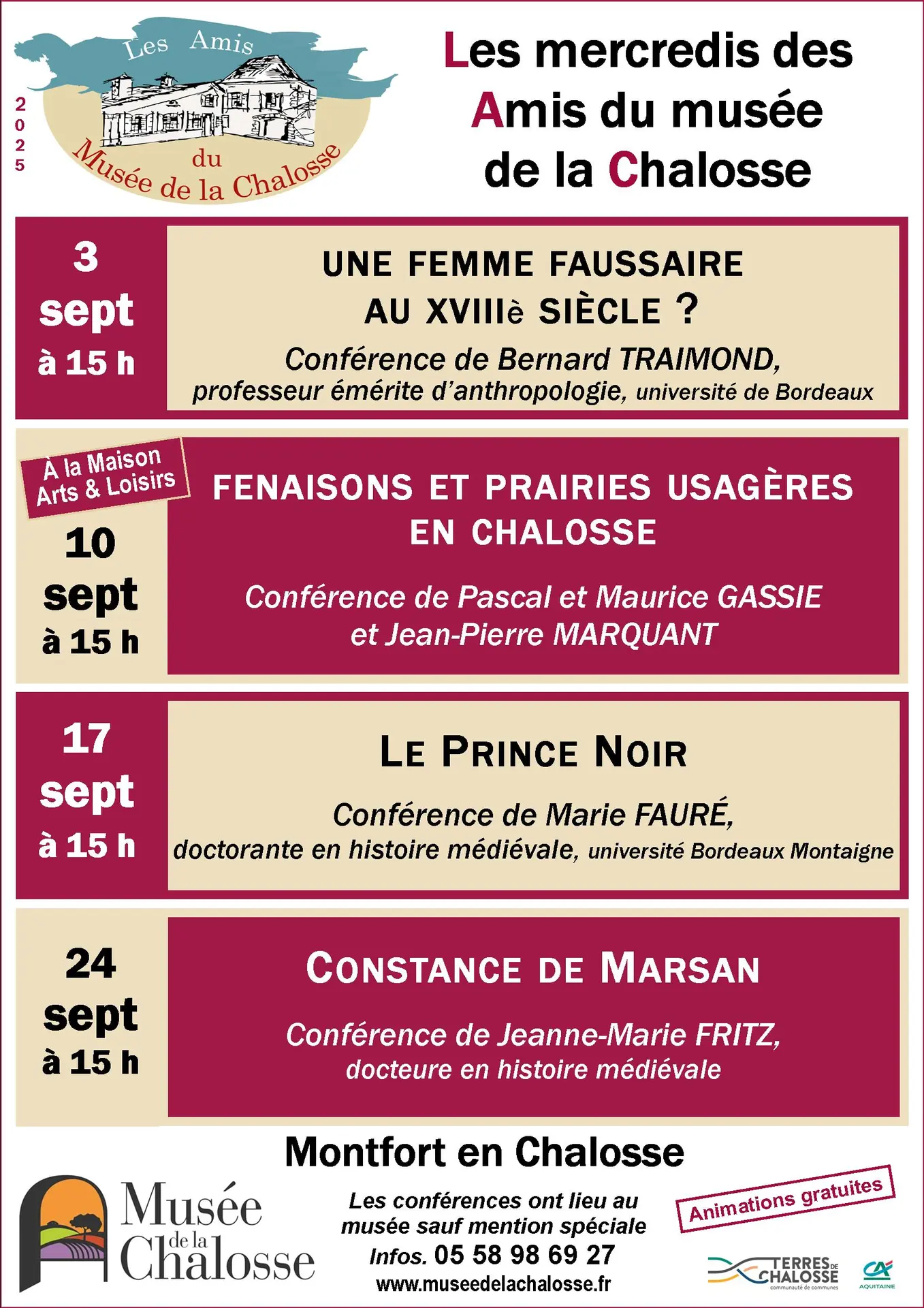 2025- Affiche A3 - animations septembre Musée de la Chalosse