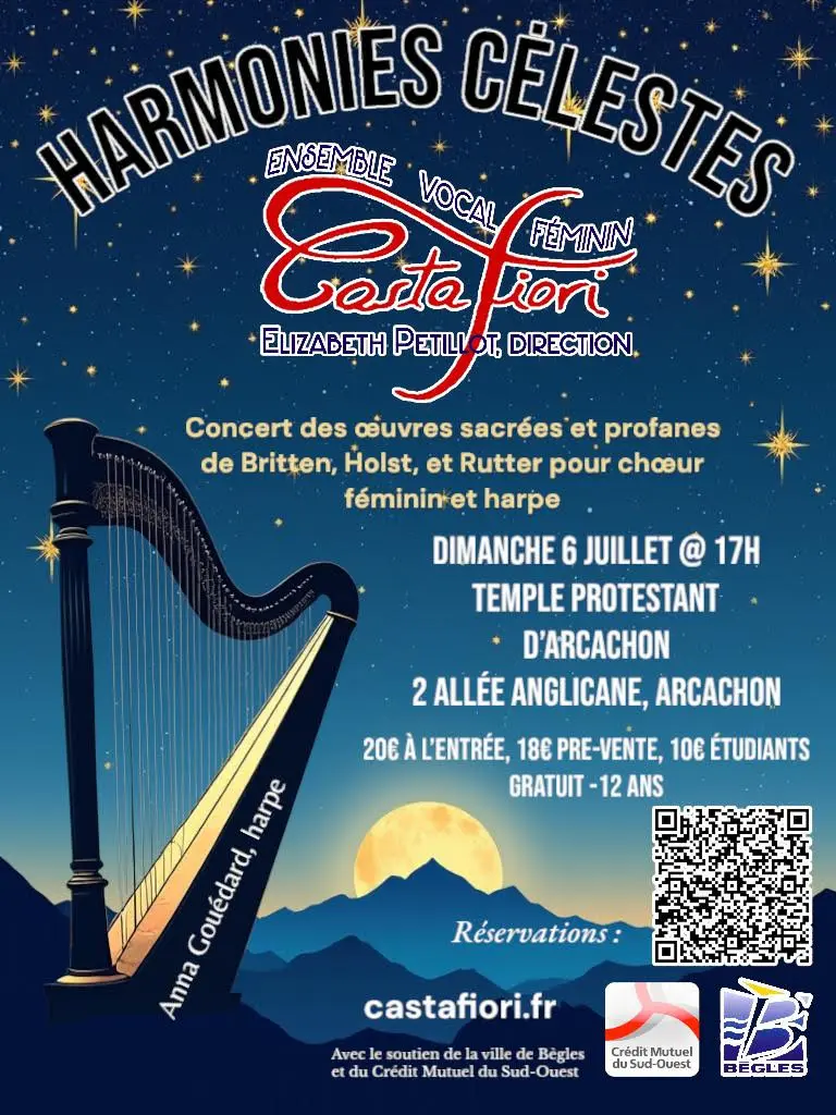 AFFICHE CONCERT CASTAFIORI ARCACHON TEMPLE PROTESTANT