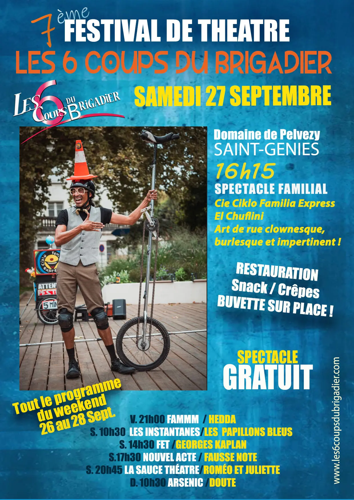 Festival théatre les 6 coups du brigadier - 27 sept Saint Geniès