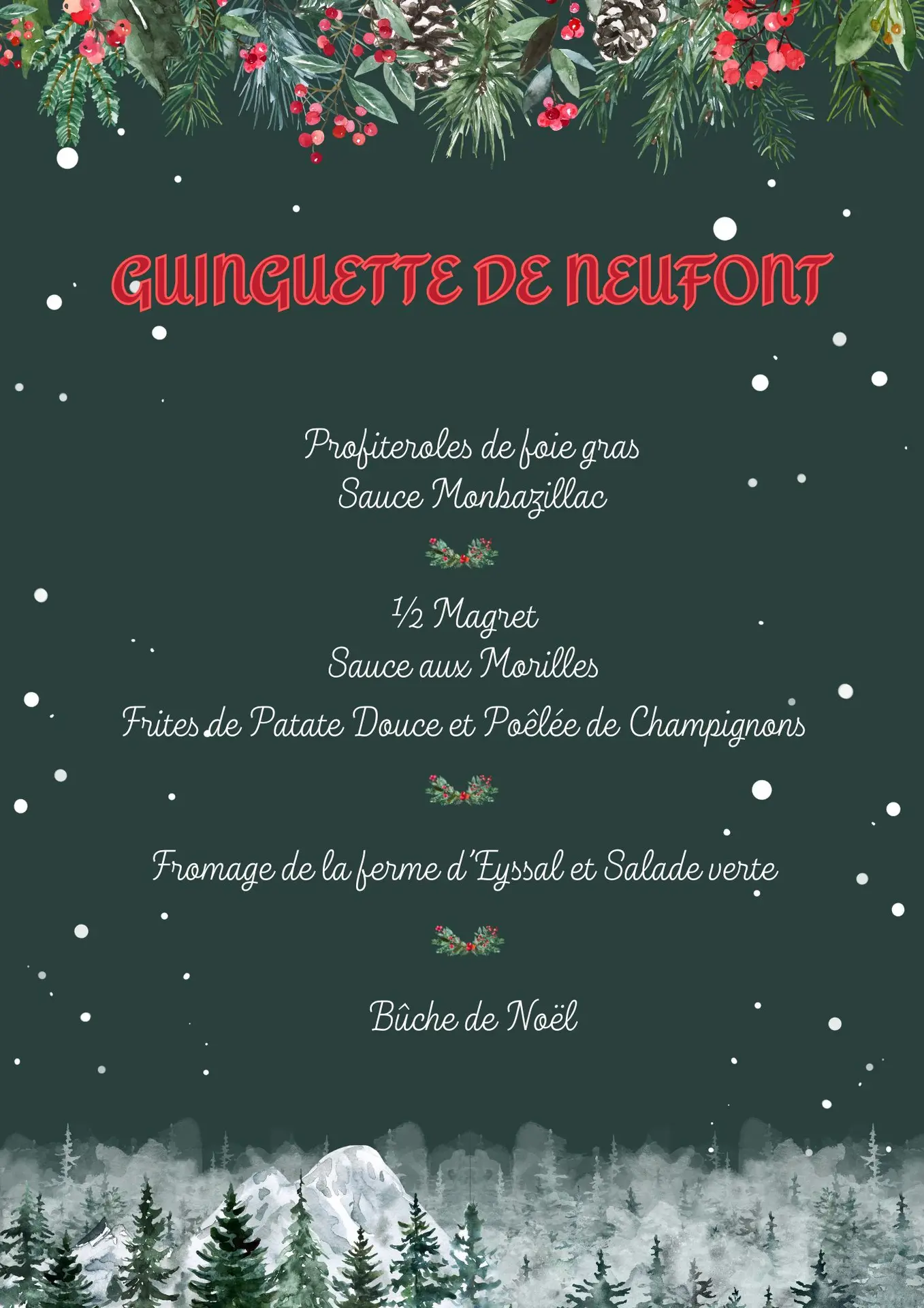 Menu Noël 2025 - 2