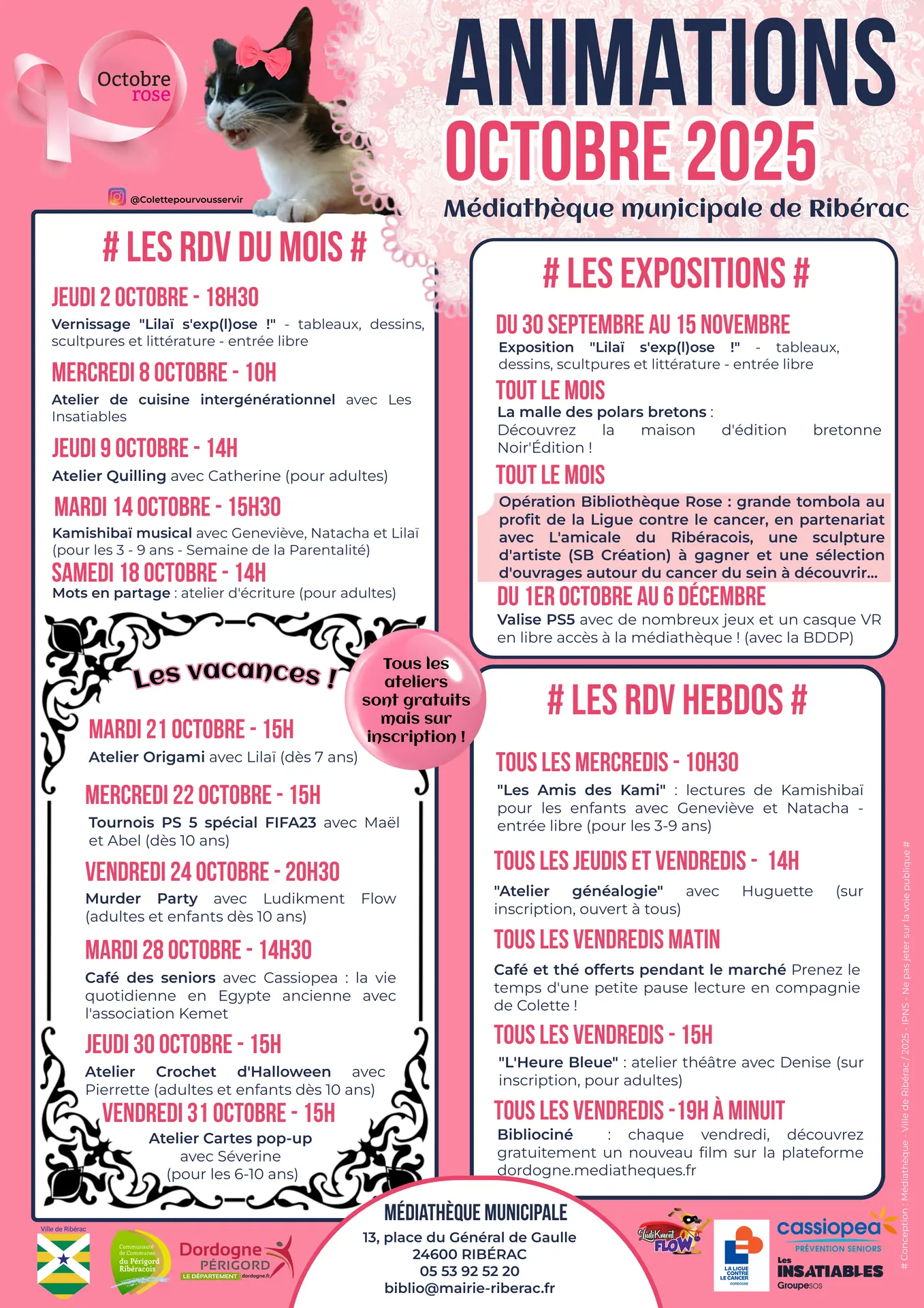 Programme médiathèque octobre